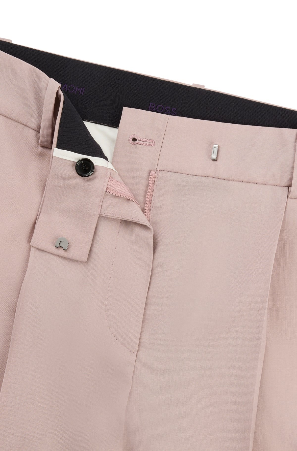 NAOMI X BOSS REGULAR-FIT TROUSERS IN NATURAL-STRETCH WOOL - 6