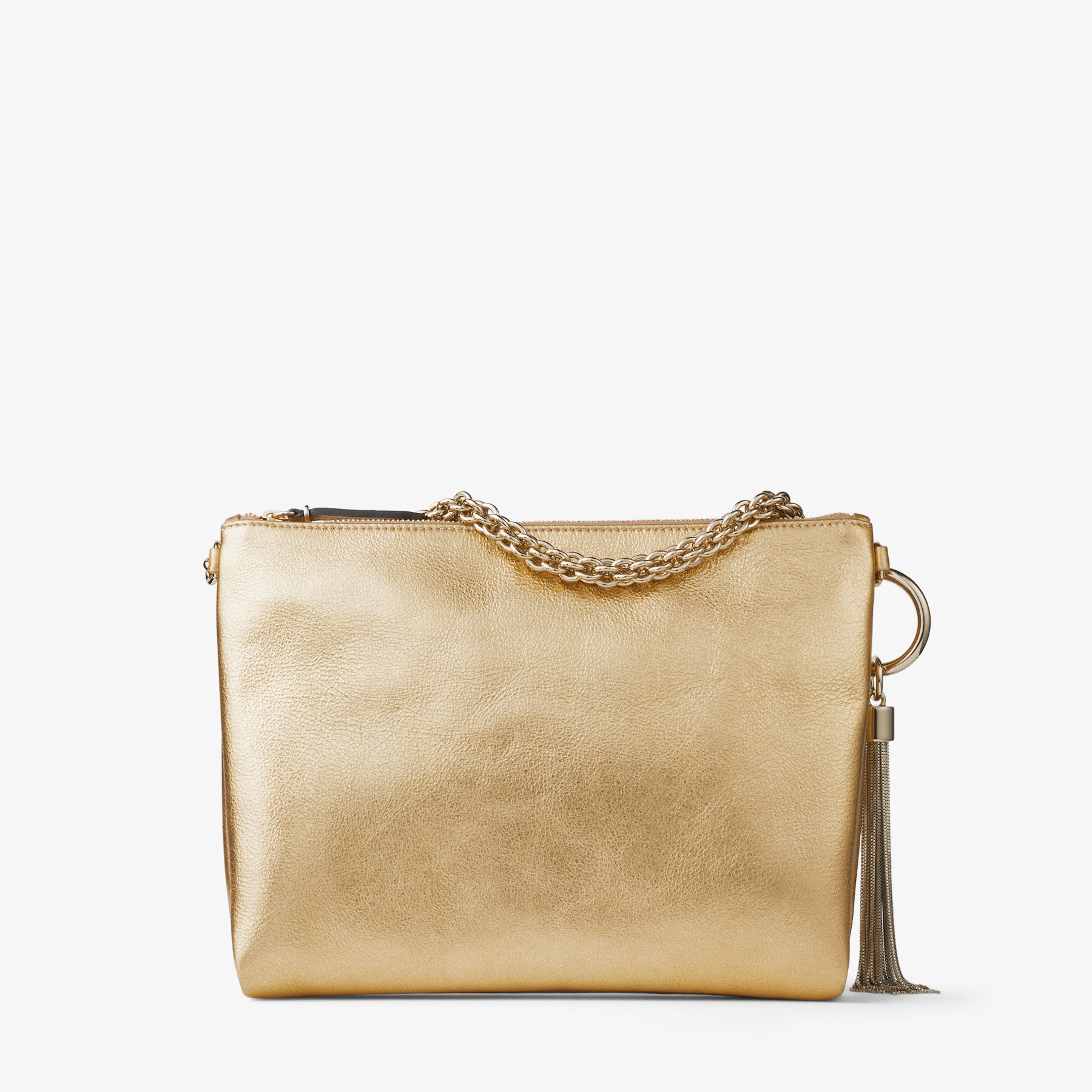 Callie
Gold Metallic Leather Clutch Bag With Chain Strap - 5