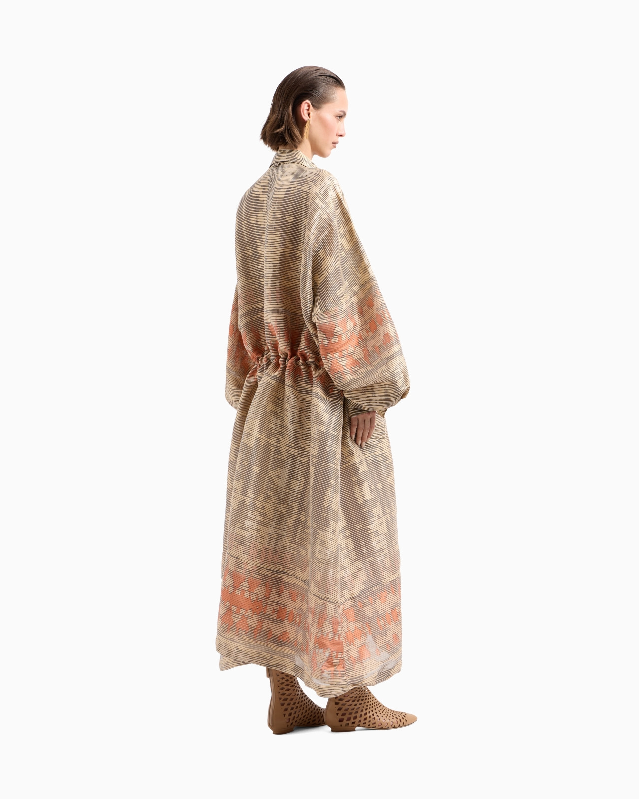 SILK-BLEND JACQUARD CANNETÉ LONG OVERCOAT - 3