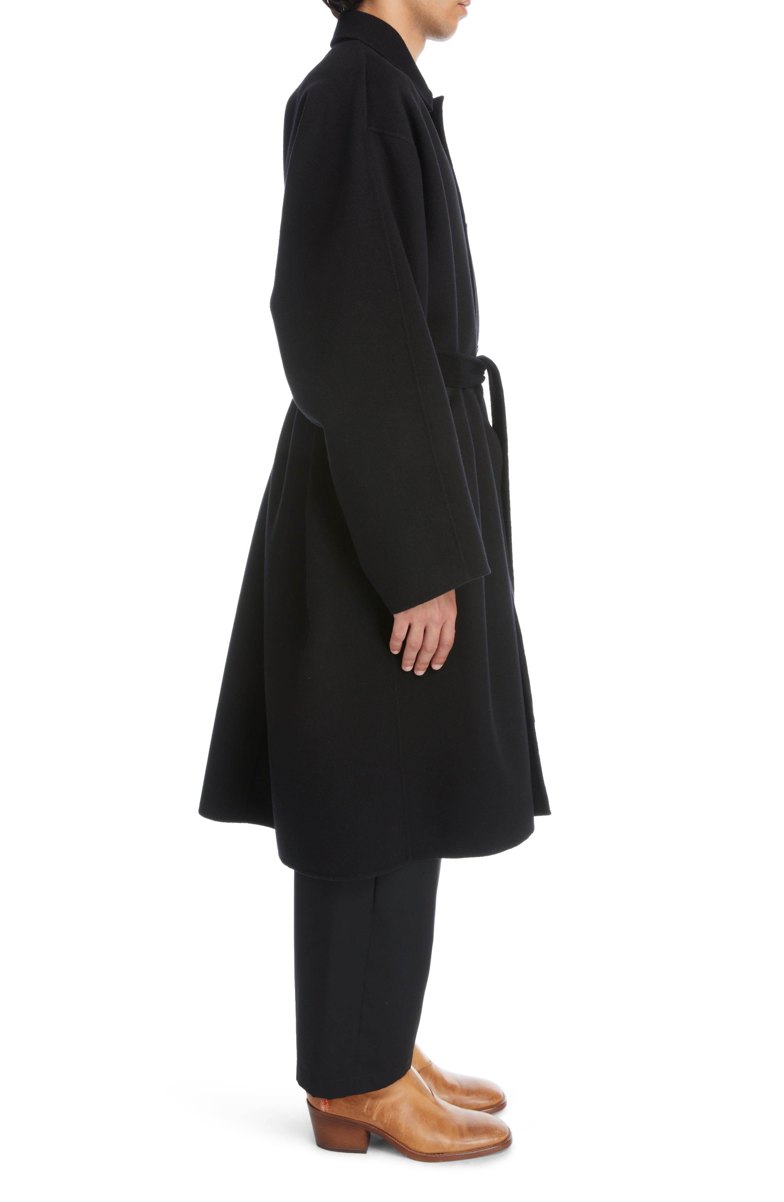 Belted Double Face Wool Coat - 3