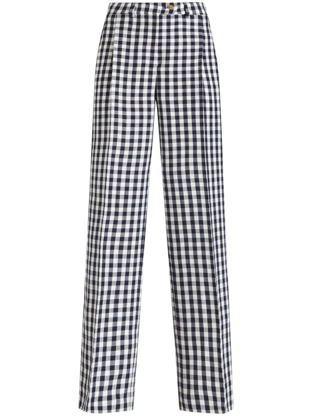 gingham-print straight trousers - 1