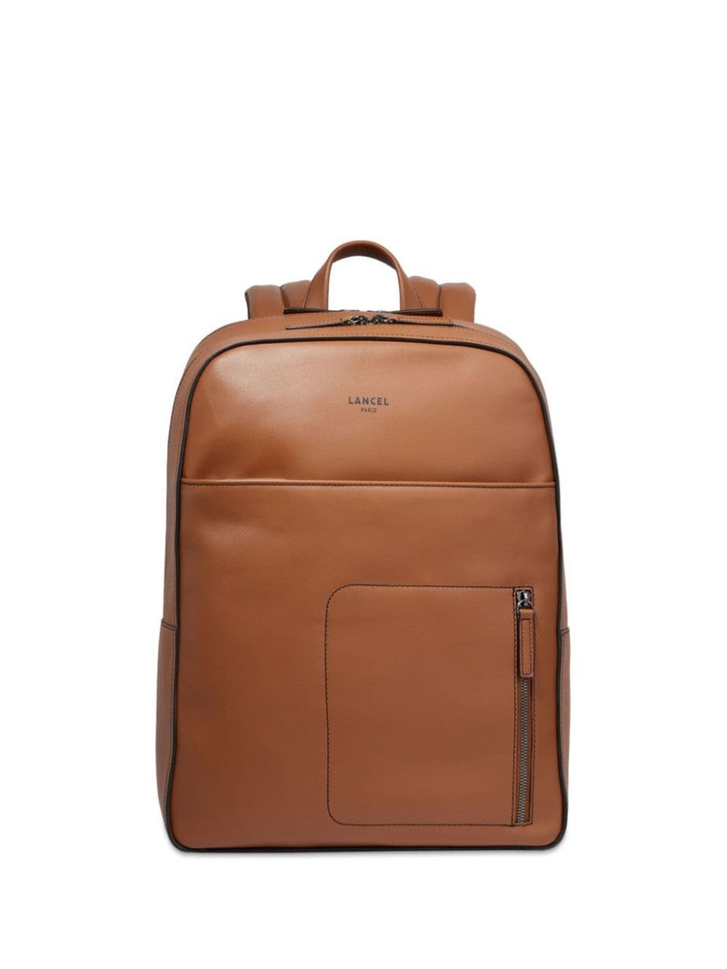 logo-print leather backpack 1