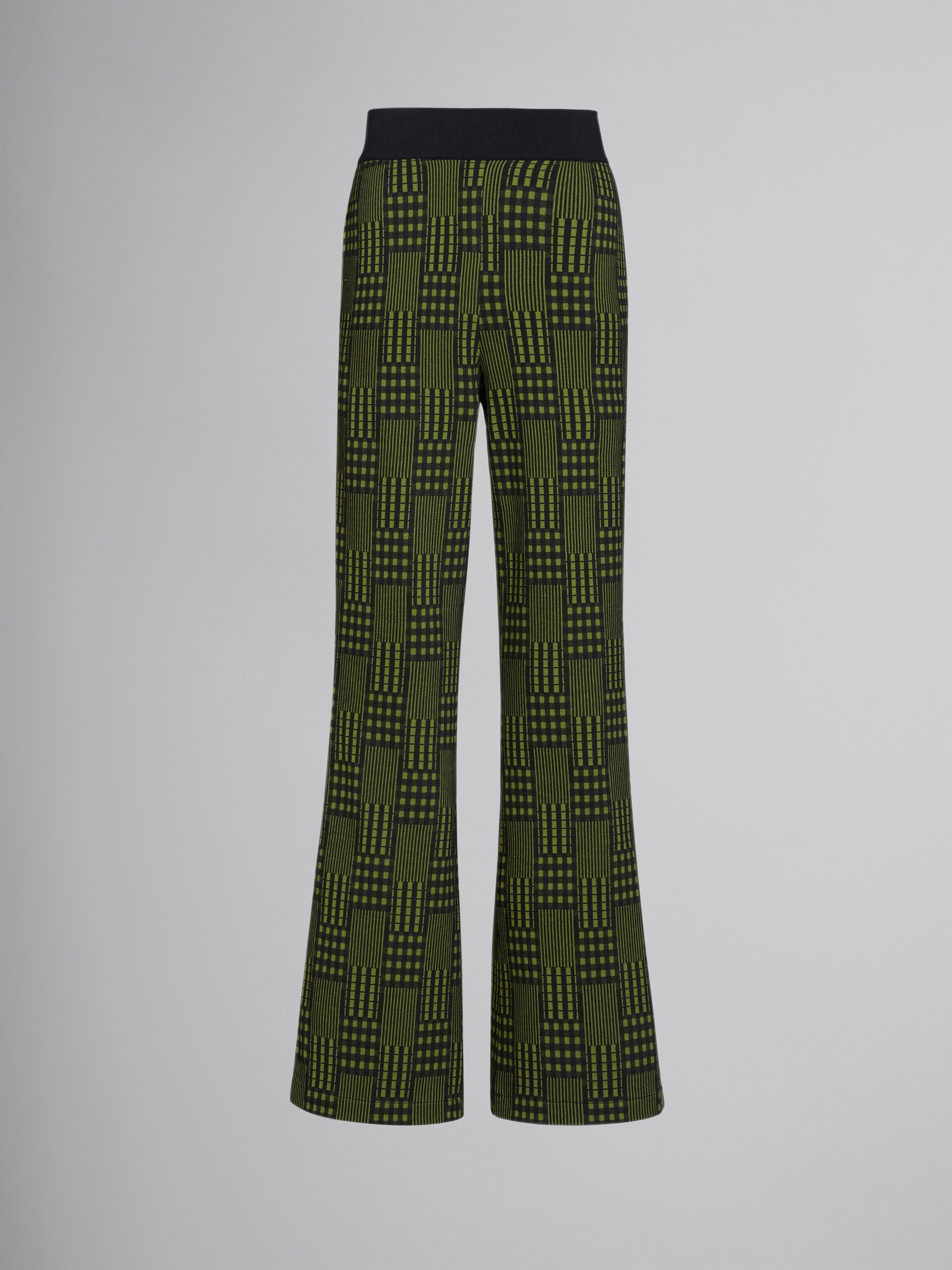 GREEN JERSEY TROUSERS WITH CHECKS AND STRIPES - 1