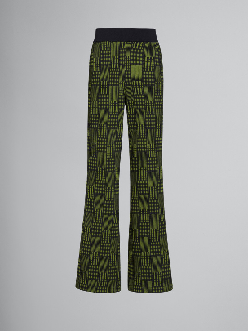 GREEN JERSEY TROUSERS WITH CHECKS AND STRIPES 1