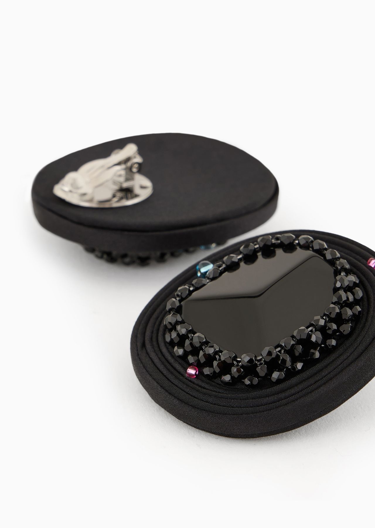 Resin and passementerie clip earrings 2