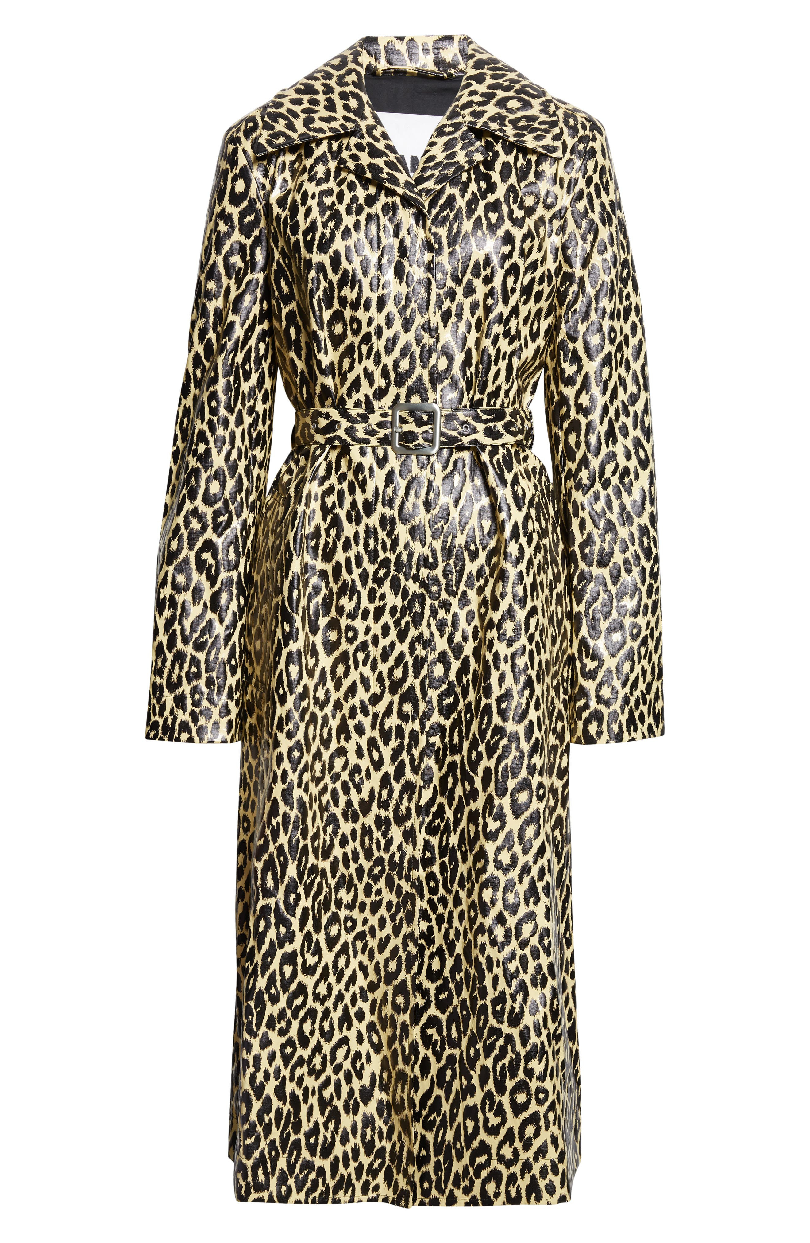 Jil Sander Leopard Print Coated Trench Coat in Canvas Beige at Nordstrom - 6