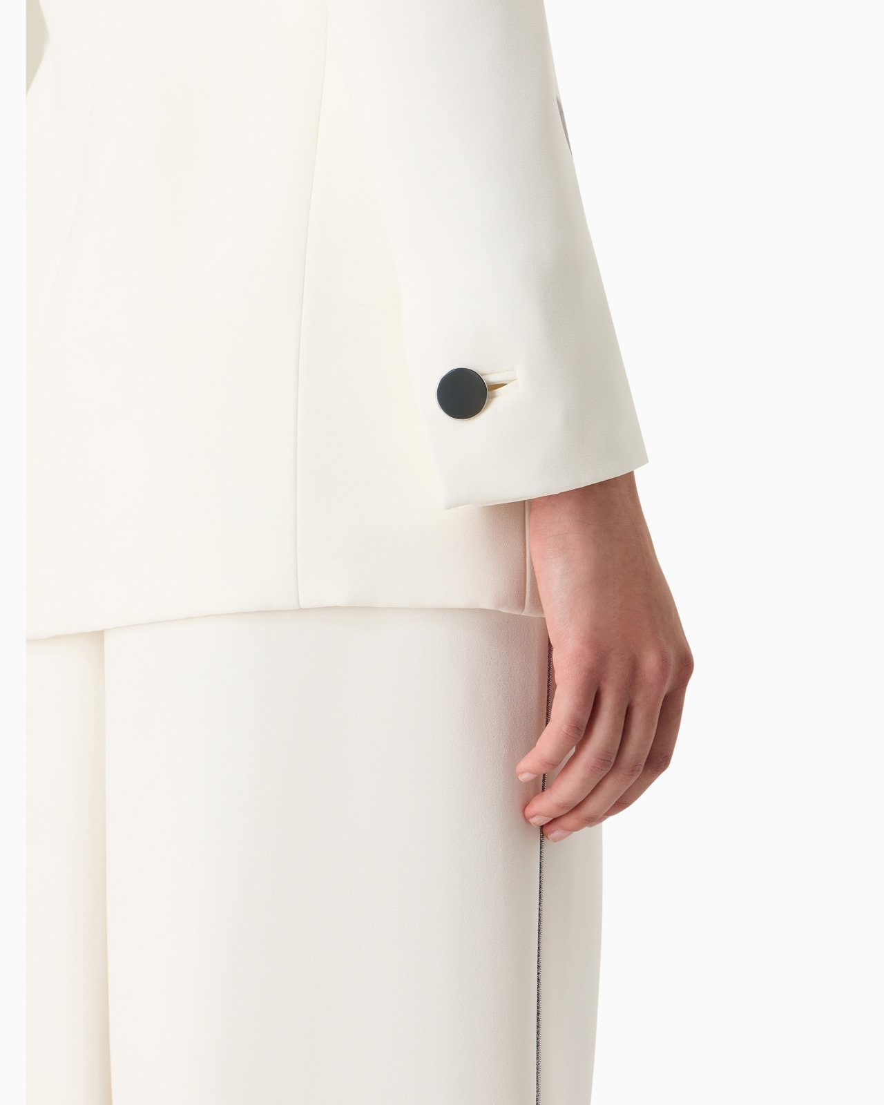 Long single-breasted jacket in silk cady - 6