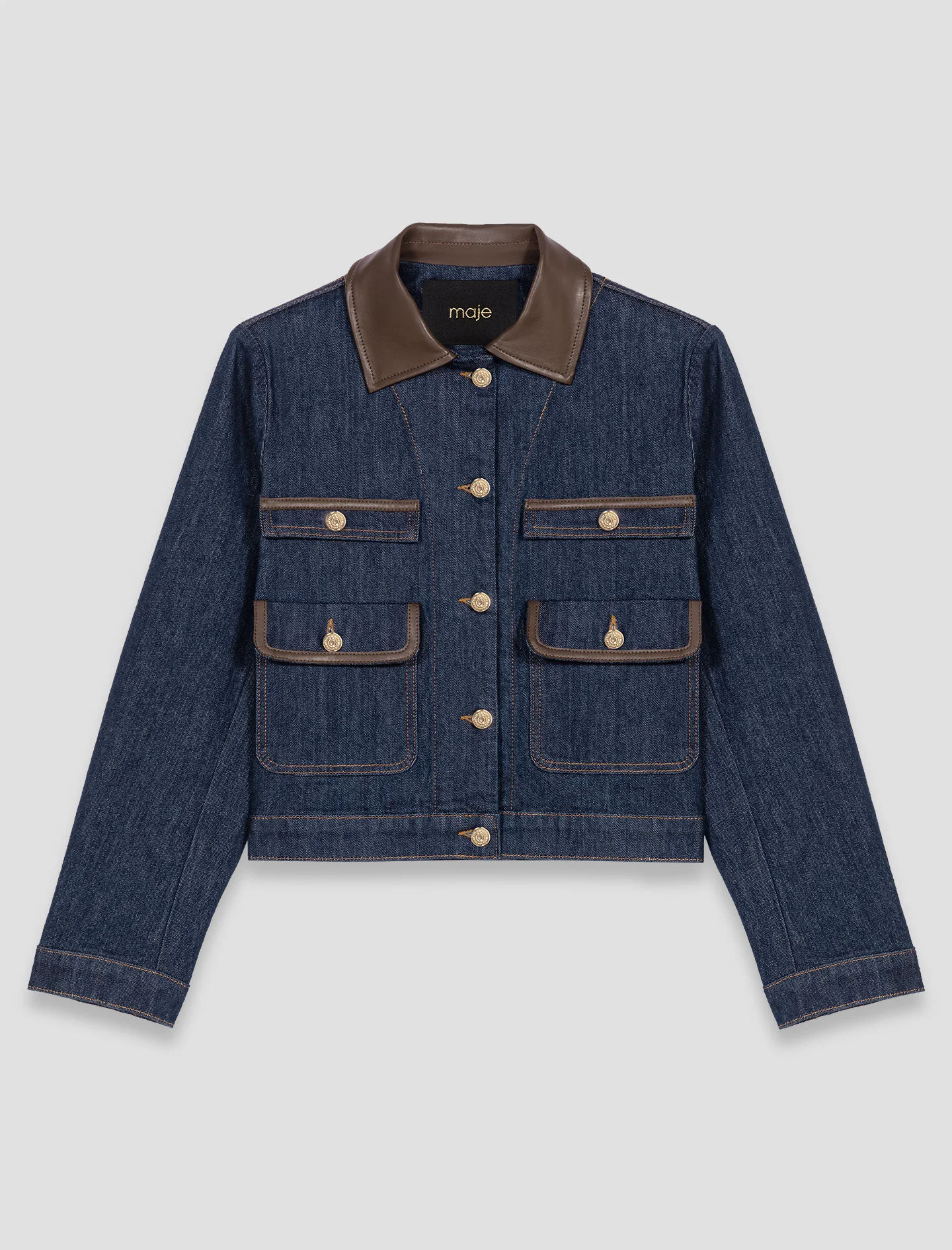 Denim jacket with faux leather - 1