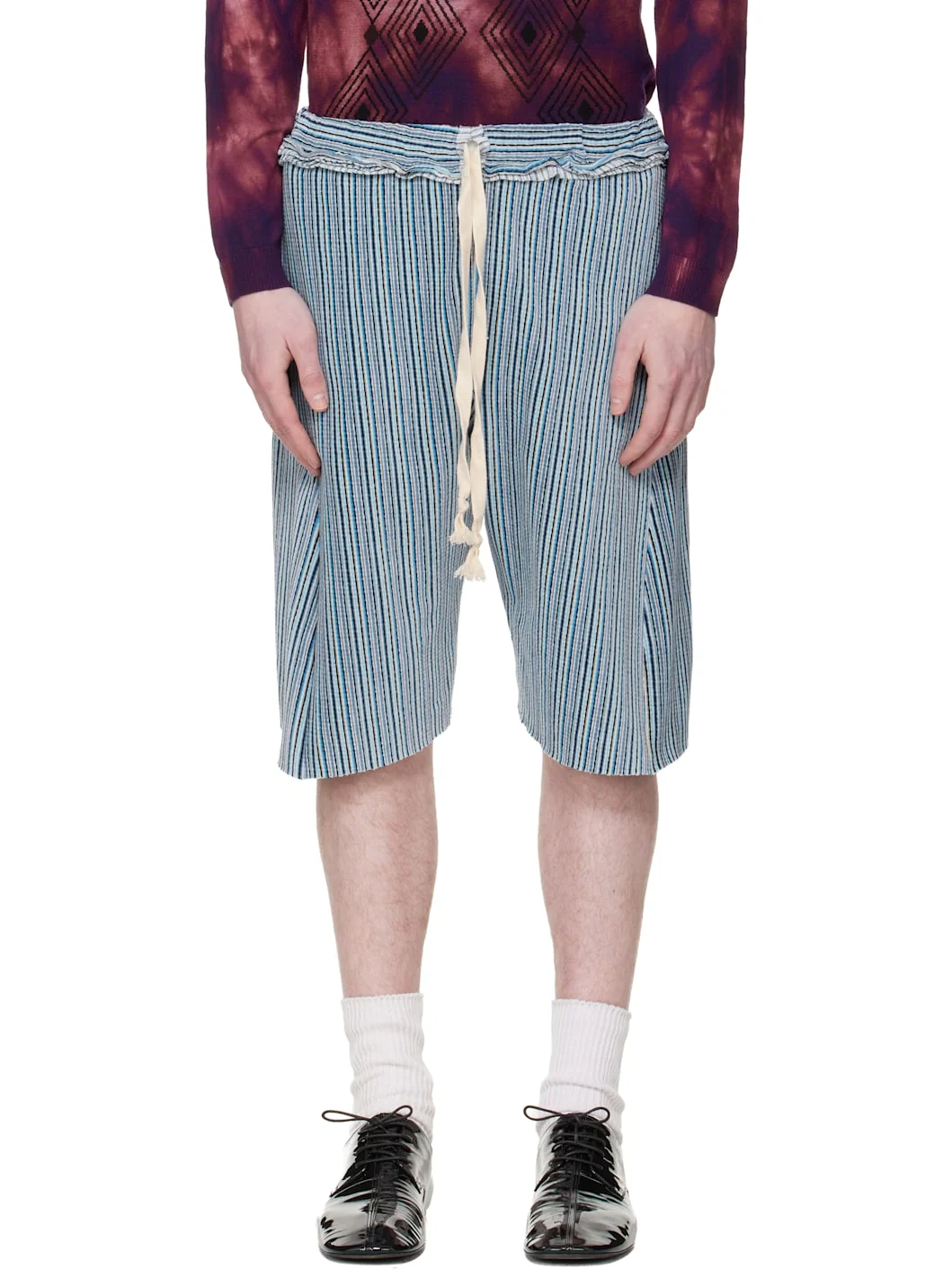 Blue Twisted Track Shorts - 1