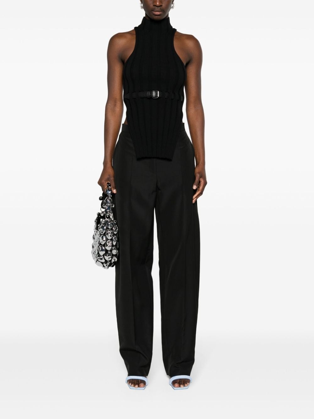 slit-detail tapered trousers - 2
