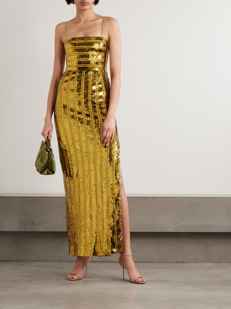 GALVAN Stargaze Striped Sequined Tulle Maxi Dress outlook