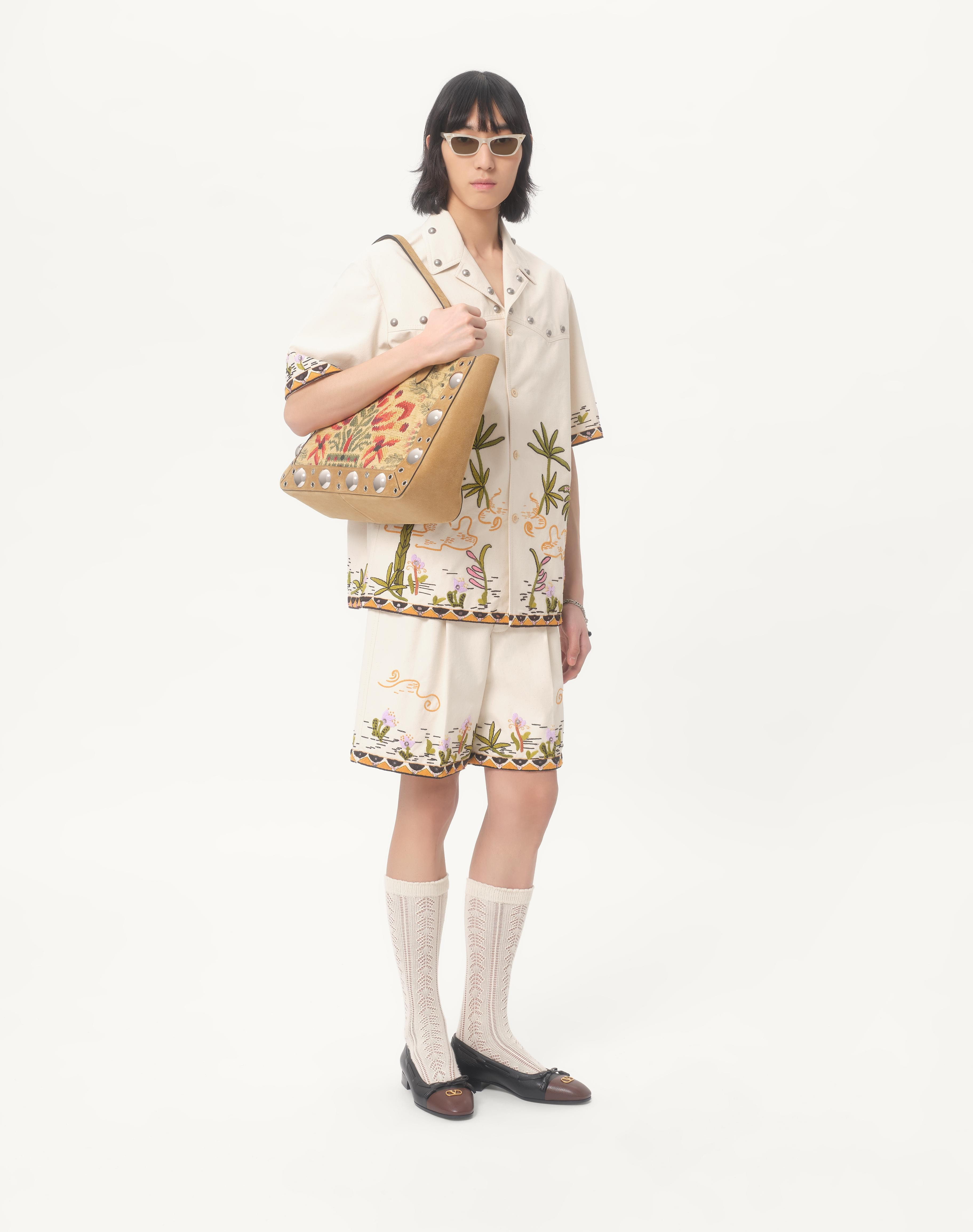 VALENTINO GARAVANI NELLCÔTE MEDIUM SHOPPING BAG IN JACQUARD FABRIC - 2