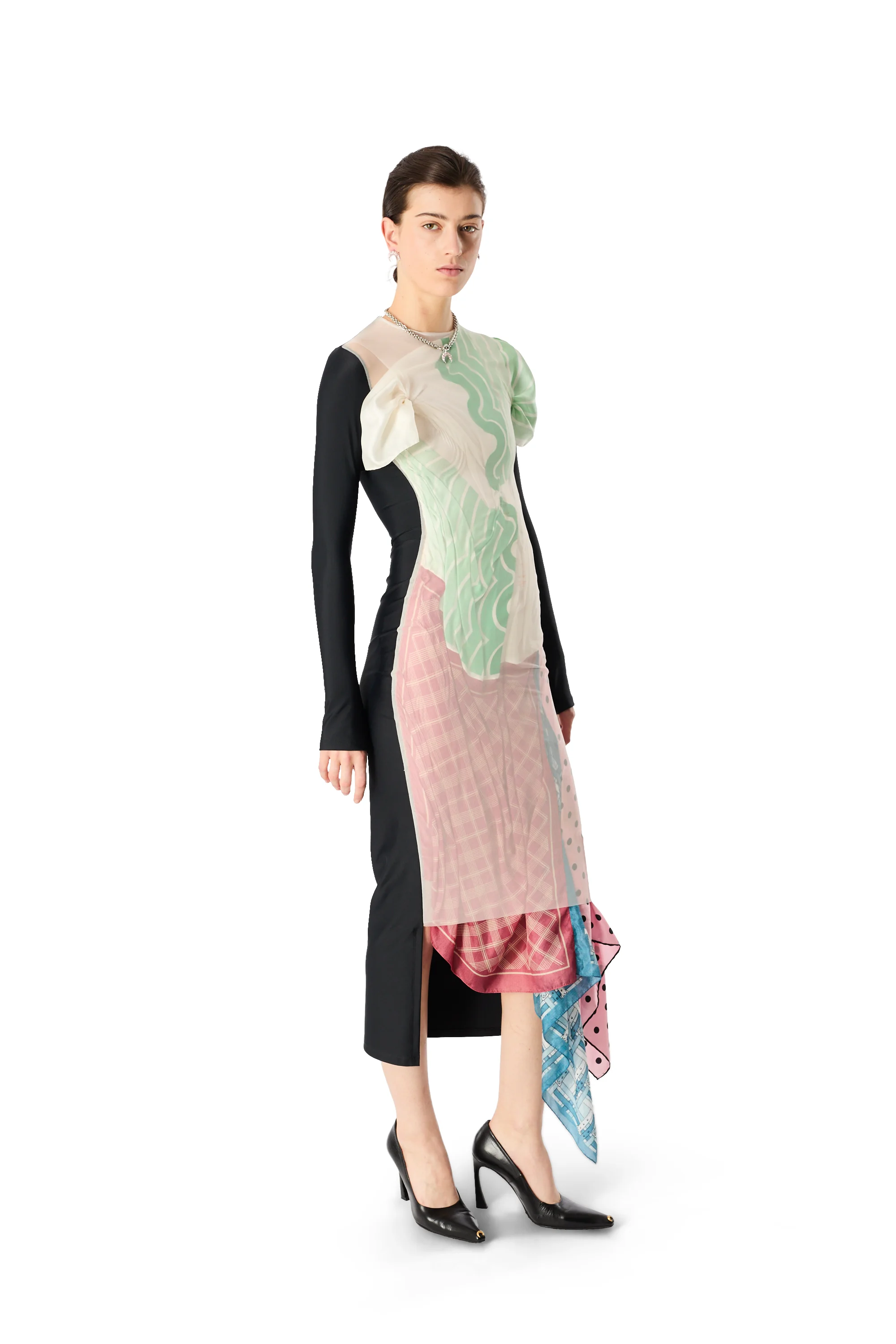 UPCYCLED SILK SCARVES LONG DRESS - 1
