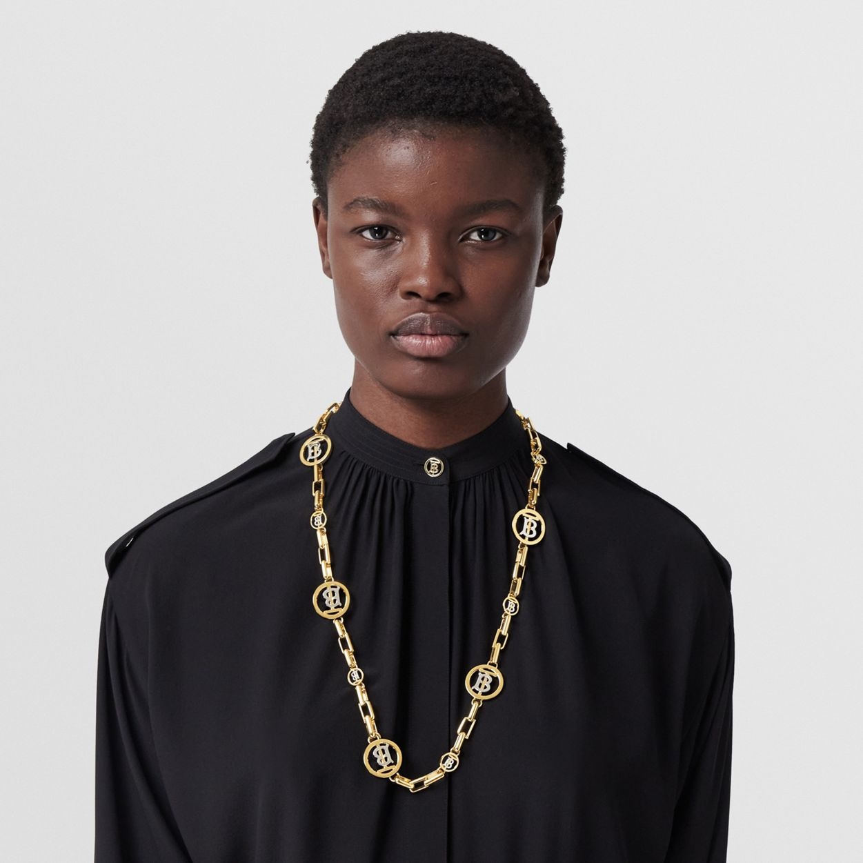Gold and Palladium-plated Monogram Motif Necklace - 3