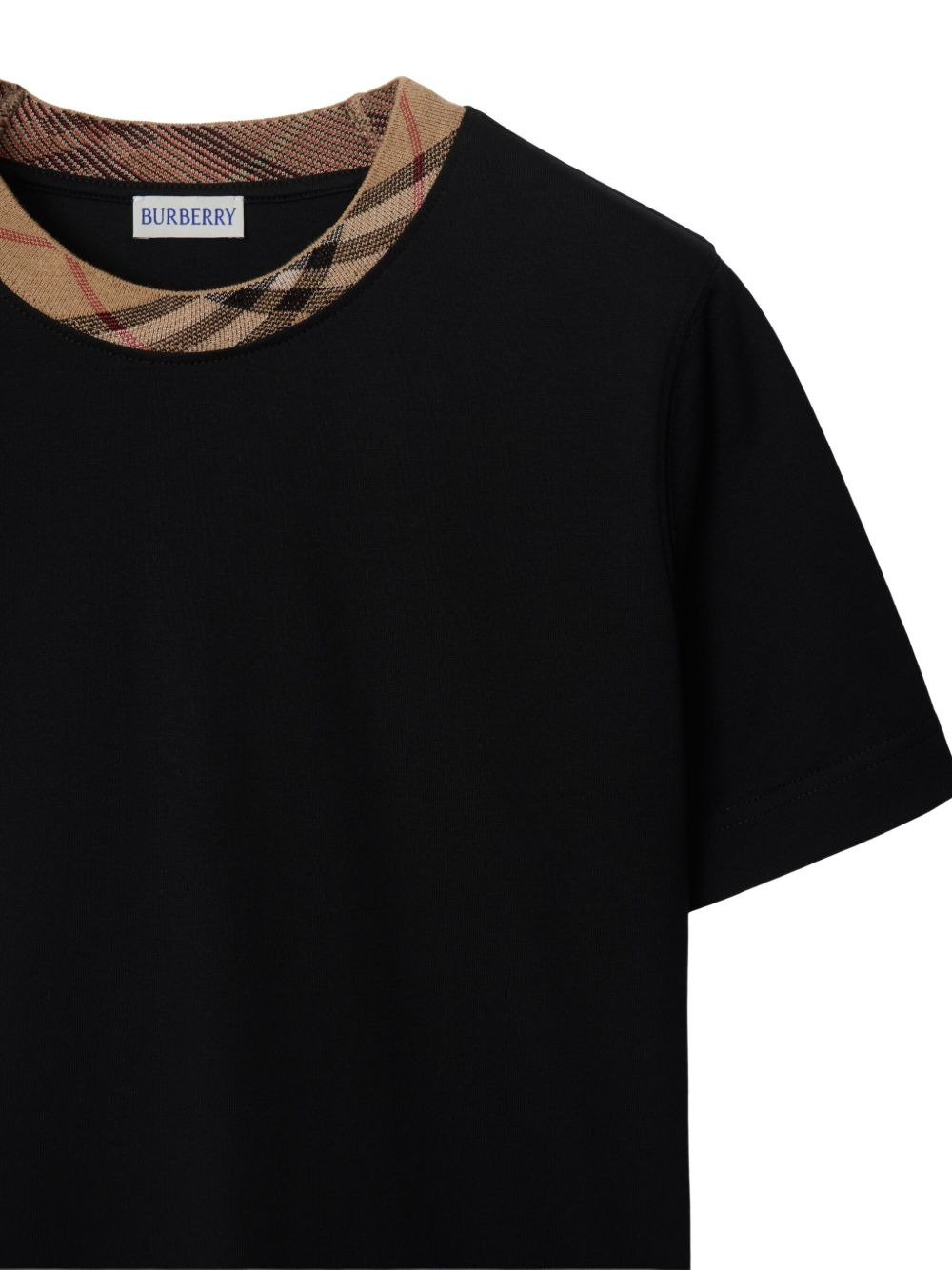 checked-trim T-shirt - 5