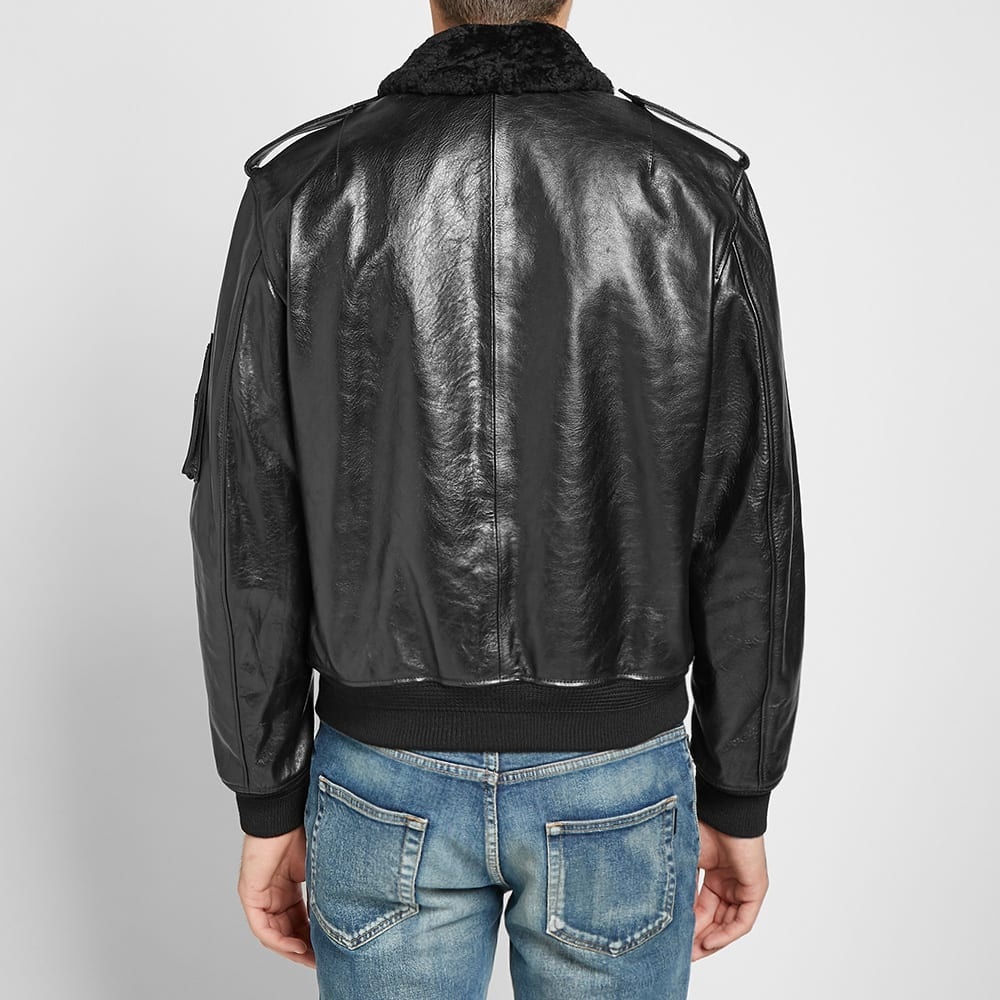 Saint Laurent Leather Shearling Bomber Jacket - 7