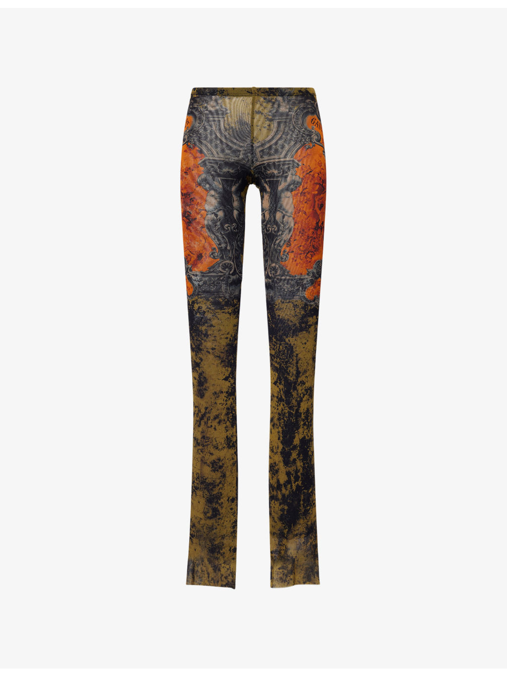 Flared Printed Woven Leggings - 1