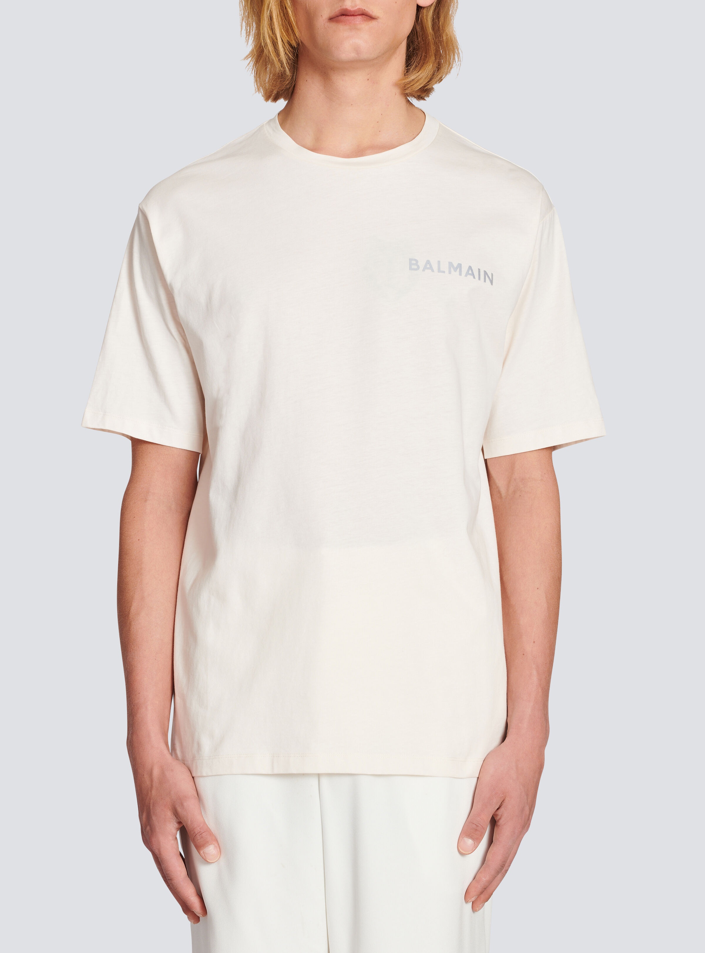 Cotton T-shirt with small Balmain Paris logo - 5