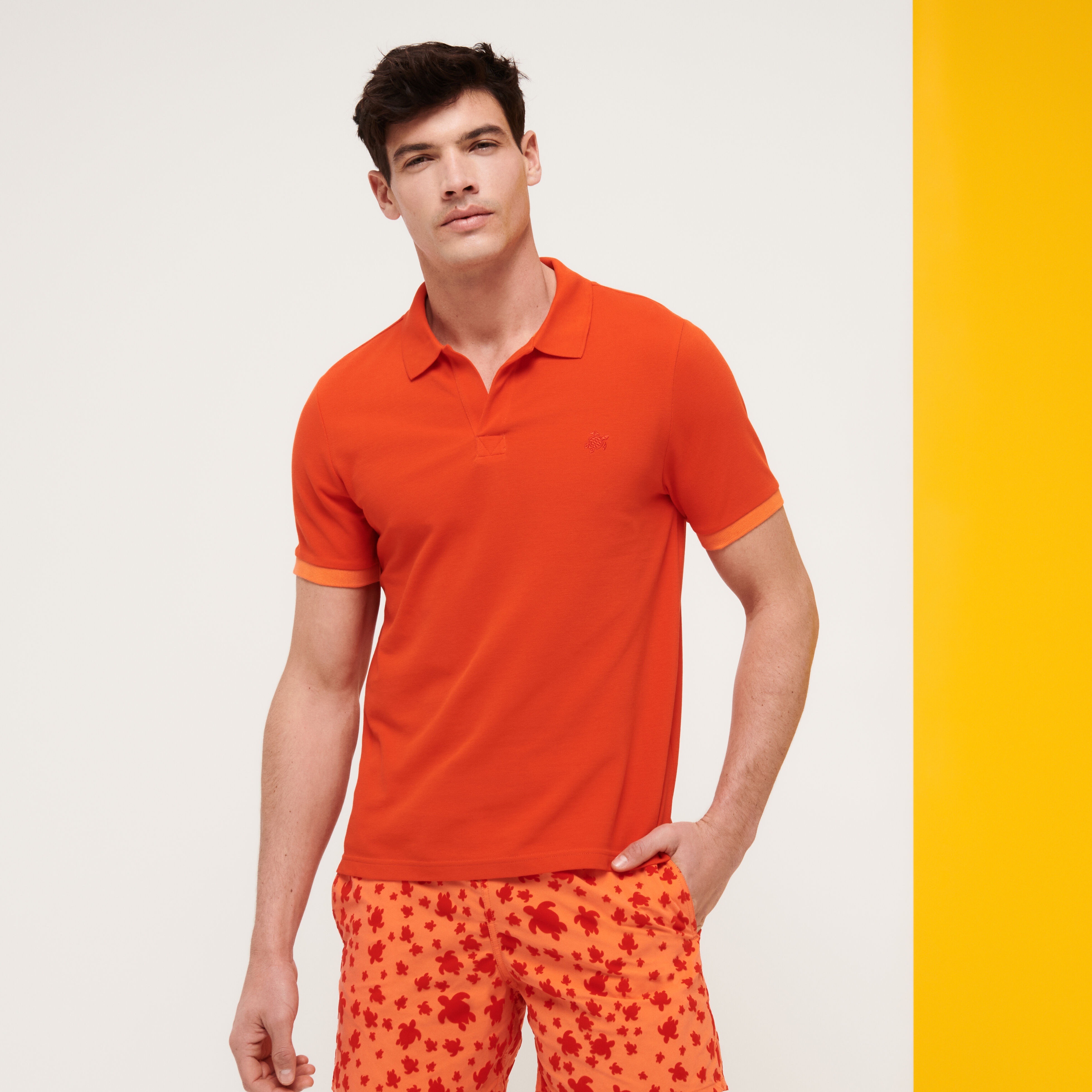 Men Cotton Pique Polo Shirt Solid - 3