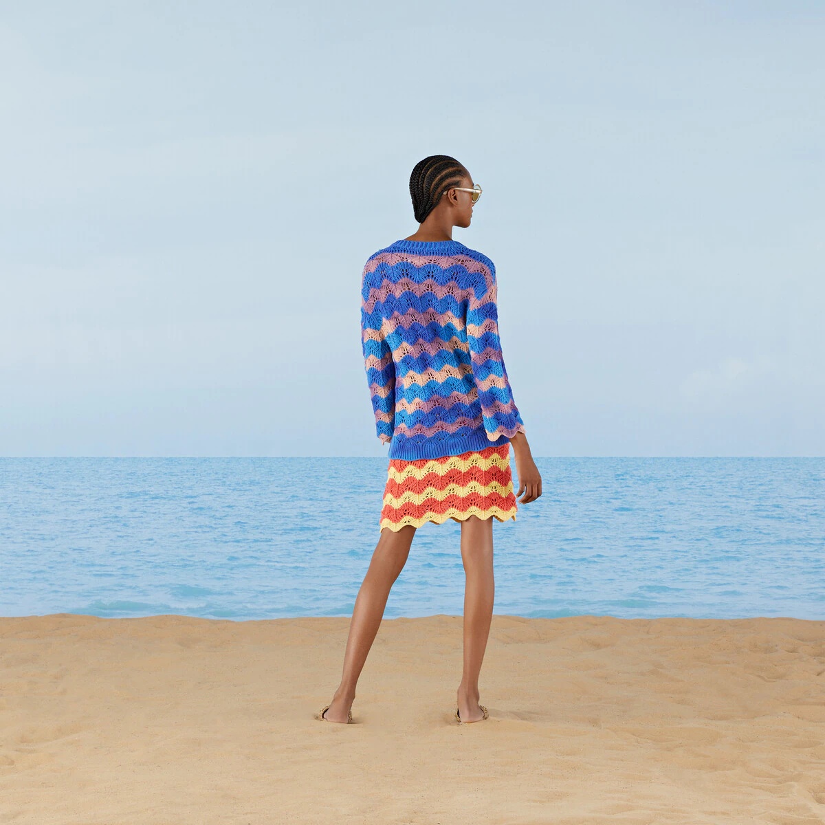 Chevron knit cotton skirt - 3