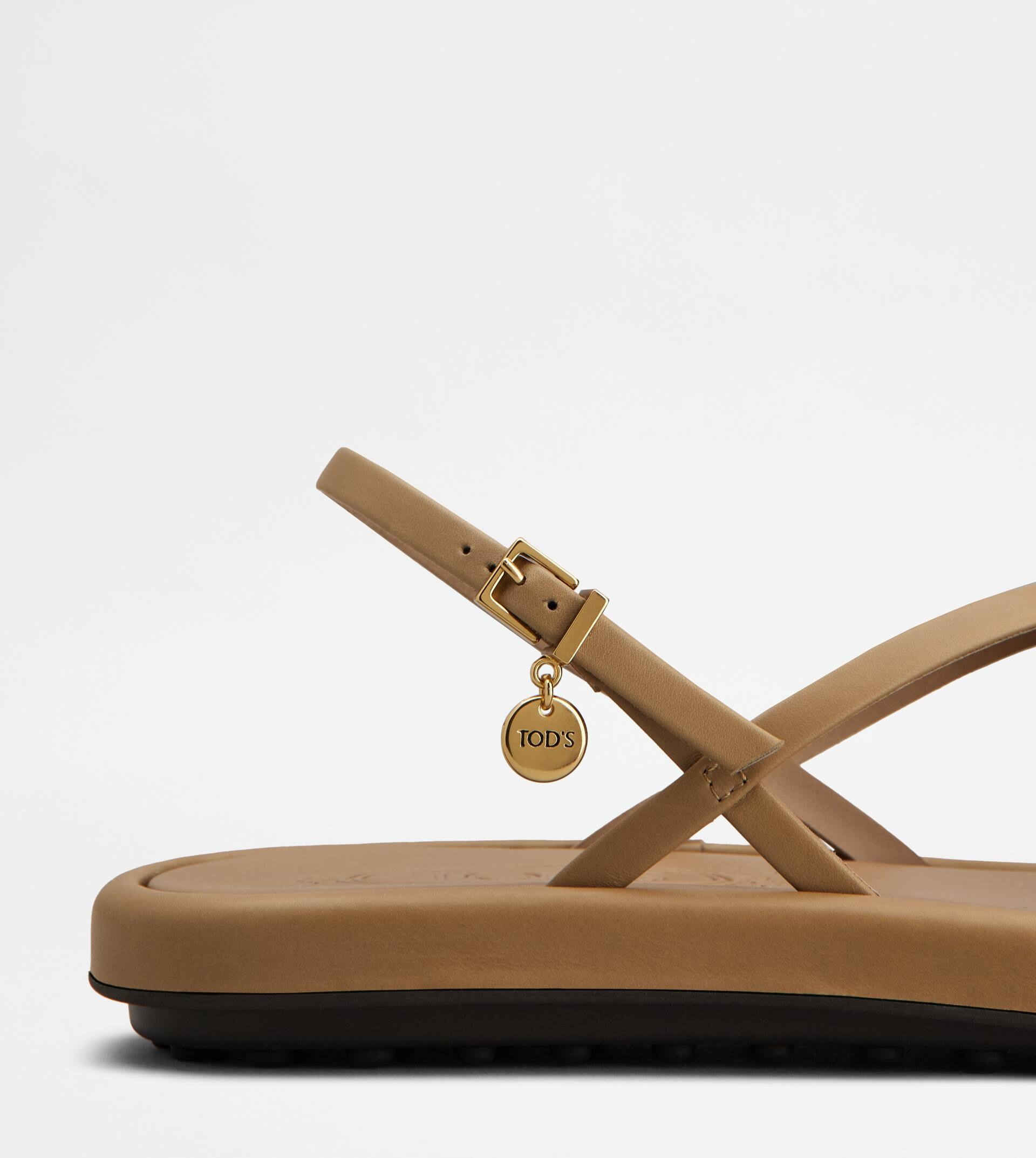 SANDALS IN LEATHER - BEIGE - 5