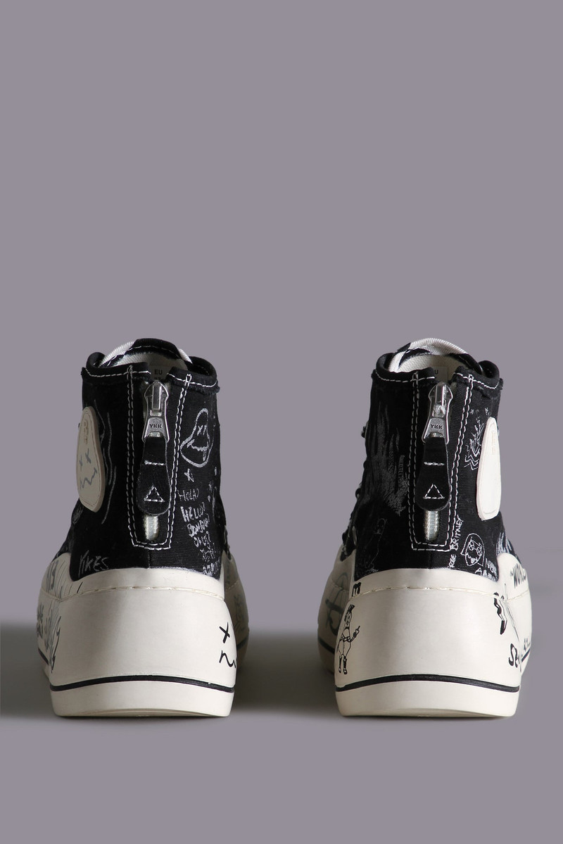 R13 Kurt High Top Sneaker - Black Graffiti | R13 Denim Official Site outlook