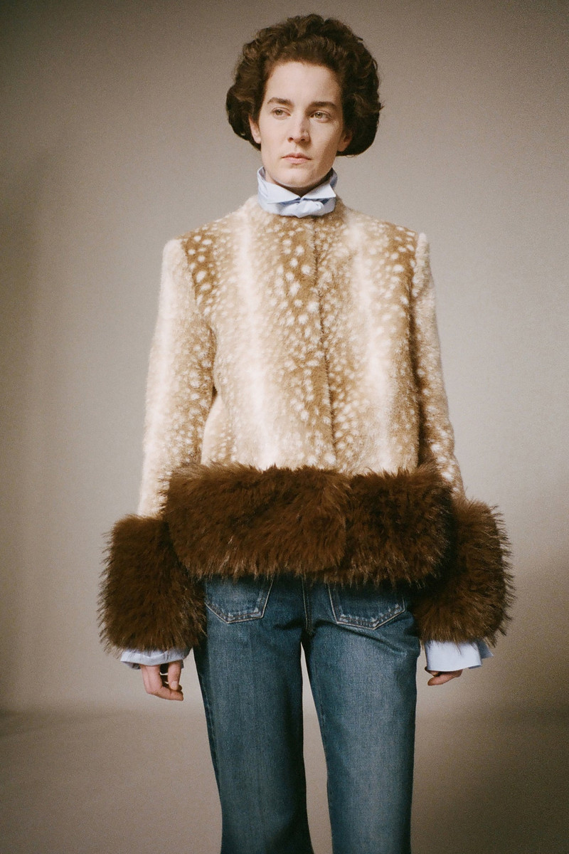 FAUX FUR CROPPED JACKET BEIGE BROWN 1