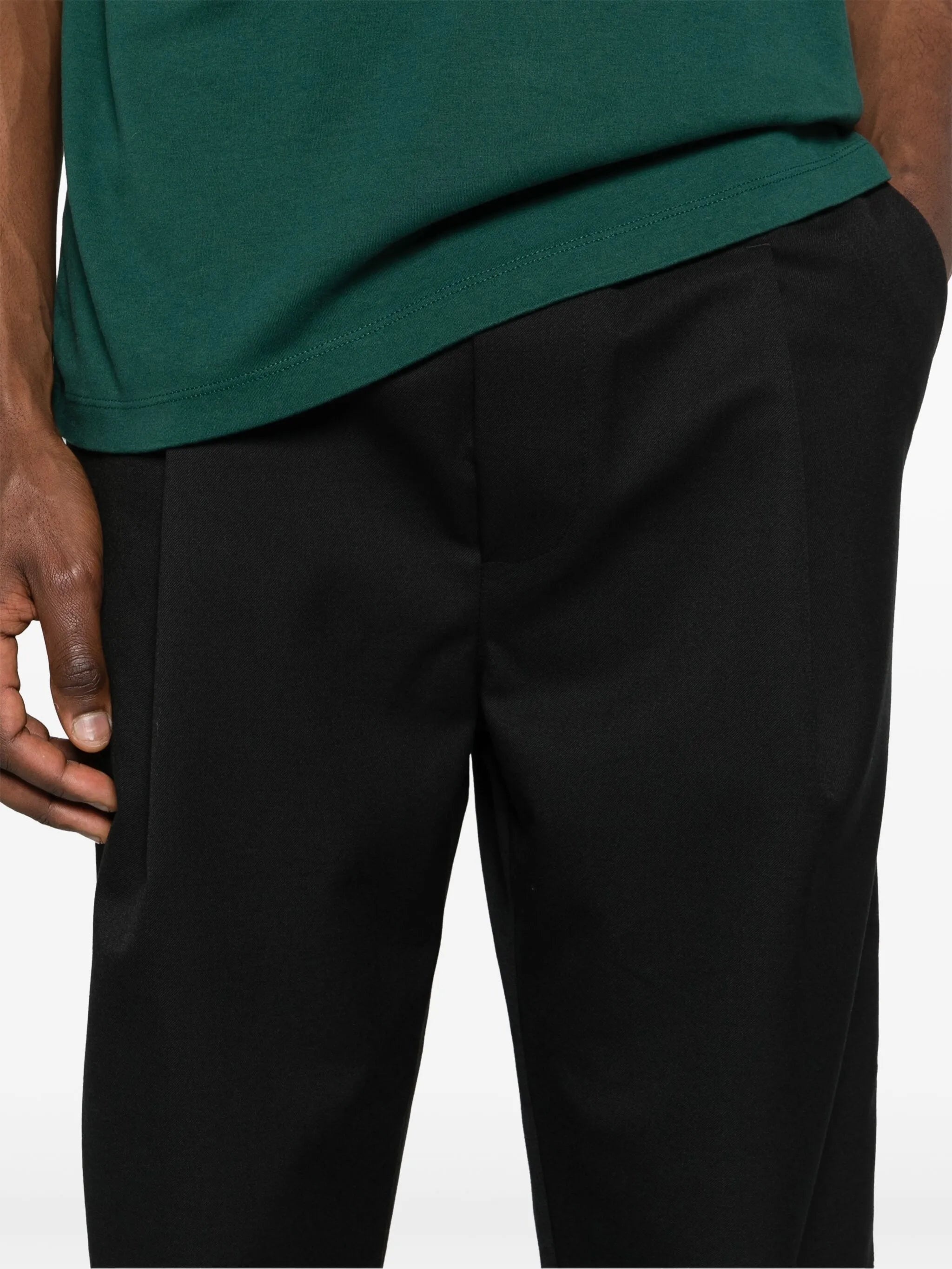 Drawstring Twill Cropped Trousers - 5
