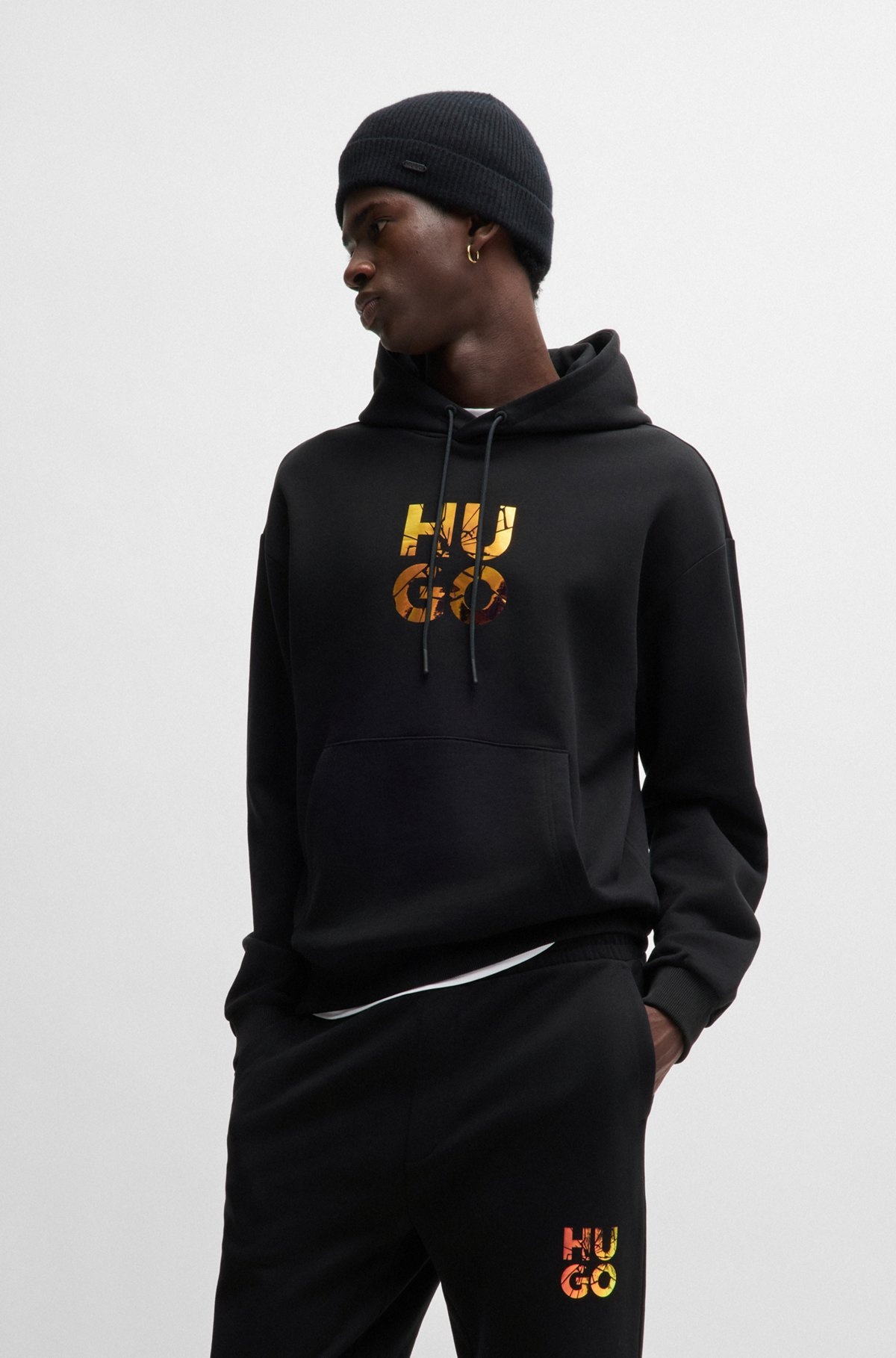 COTTON-TERRY REGULAR-FIT HOODIE WITH STACKED LOGO - 2