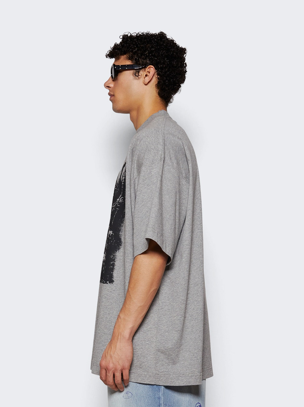 Goth Oversized Tee Grey Melange - 4