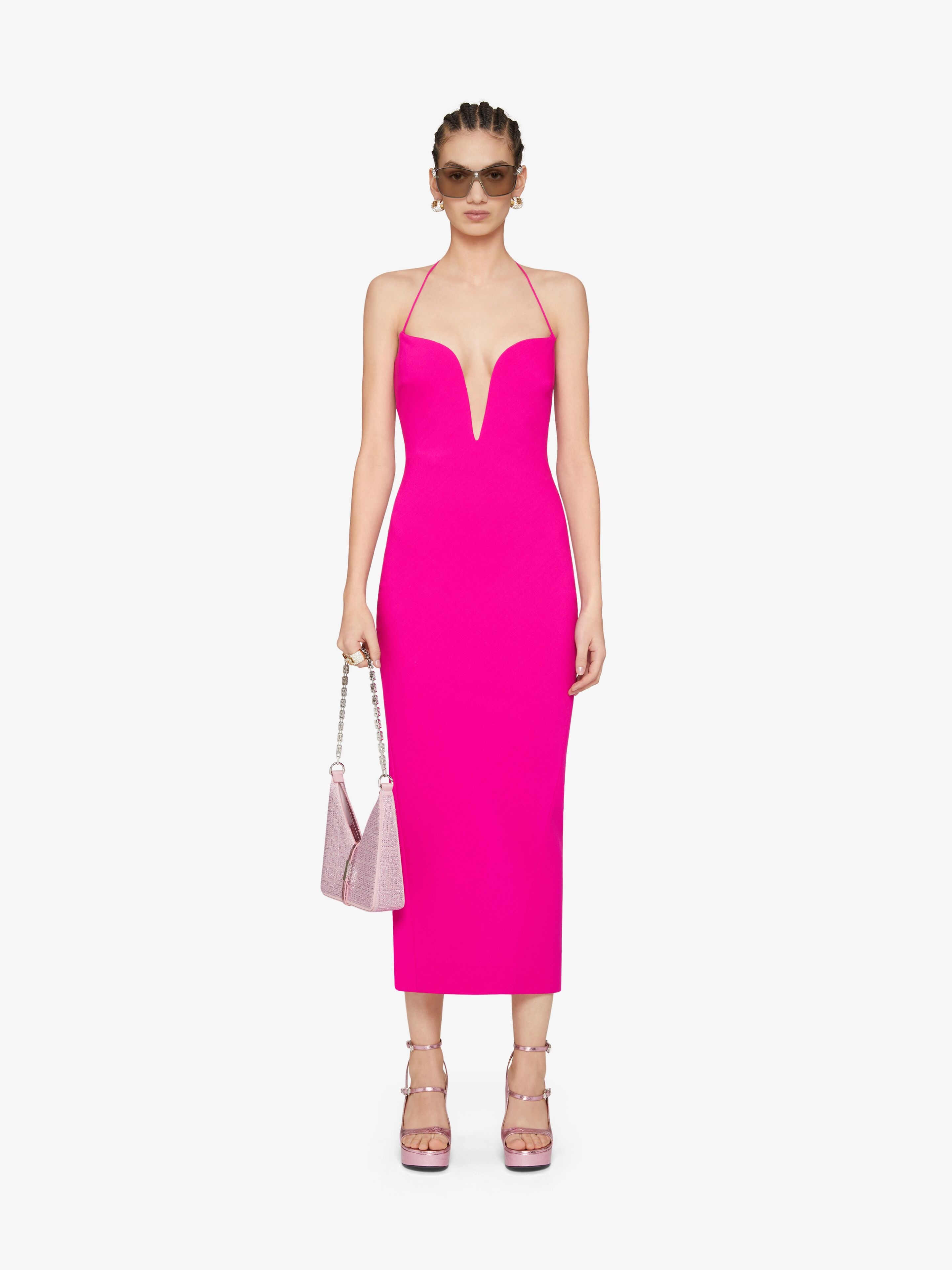 DRESS IN WOOL WITH PLUNGING NECKLINE - 2