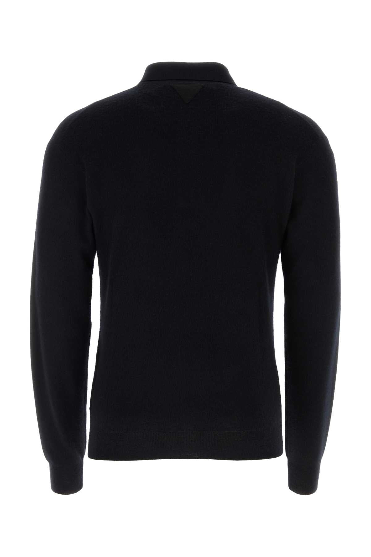 Prada Men Black Cashmere Blend Polo Shirt - 2