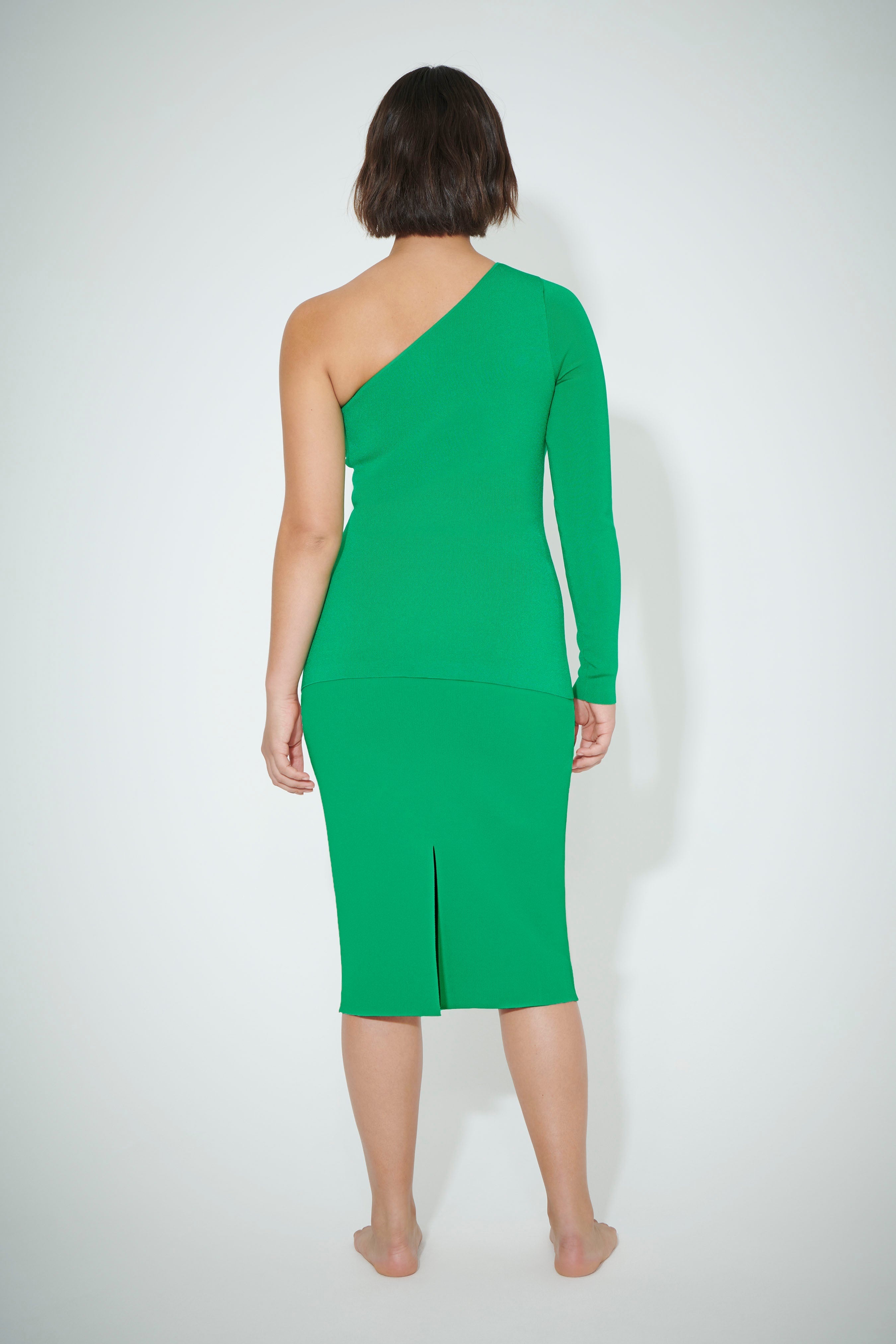VB Body Fitted Midi Skirt in Green - 2