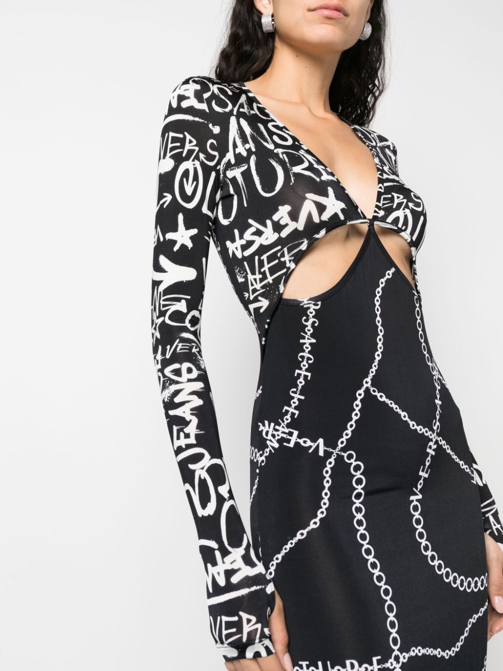 logo-print cut-out midi dress - 5