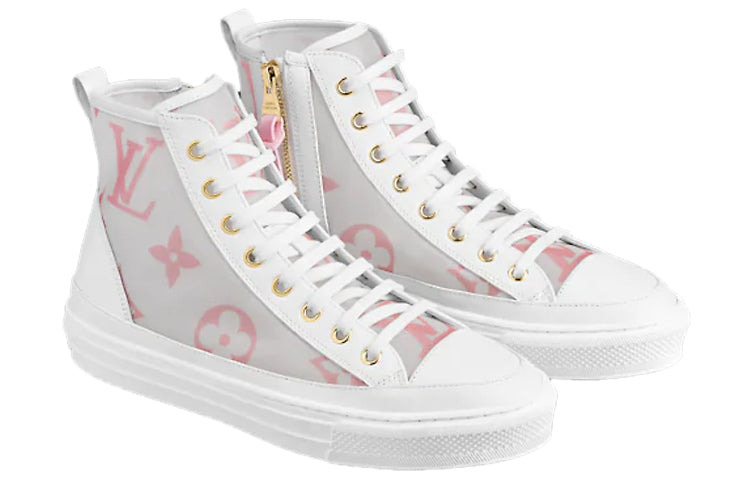 (WMNS) LOUIS VUITTON Stellar Zip Up Ankle Sneakers 'White Grey with Pink Monogram' 1A87DM - 2