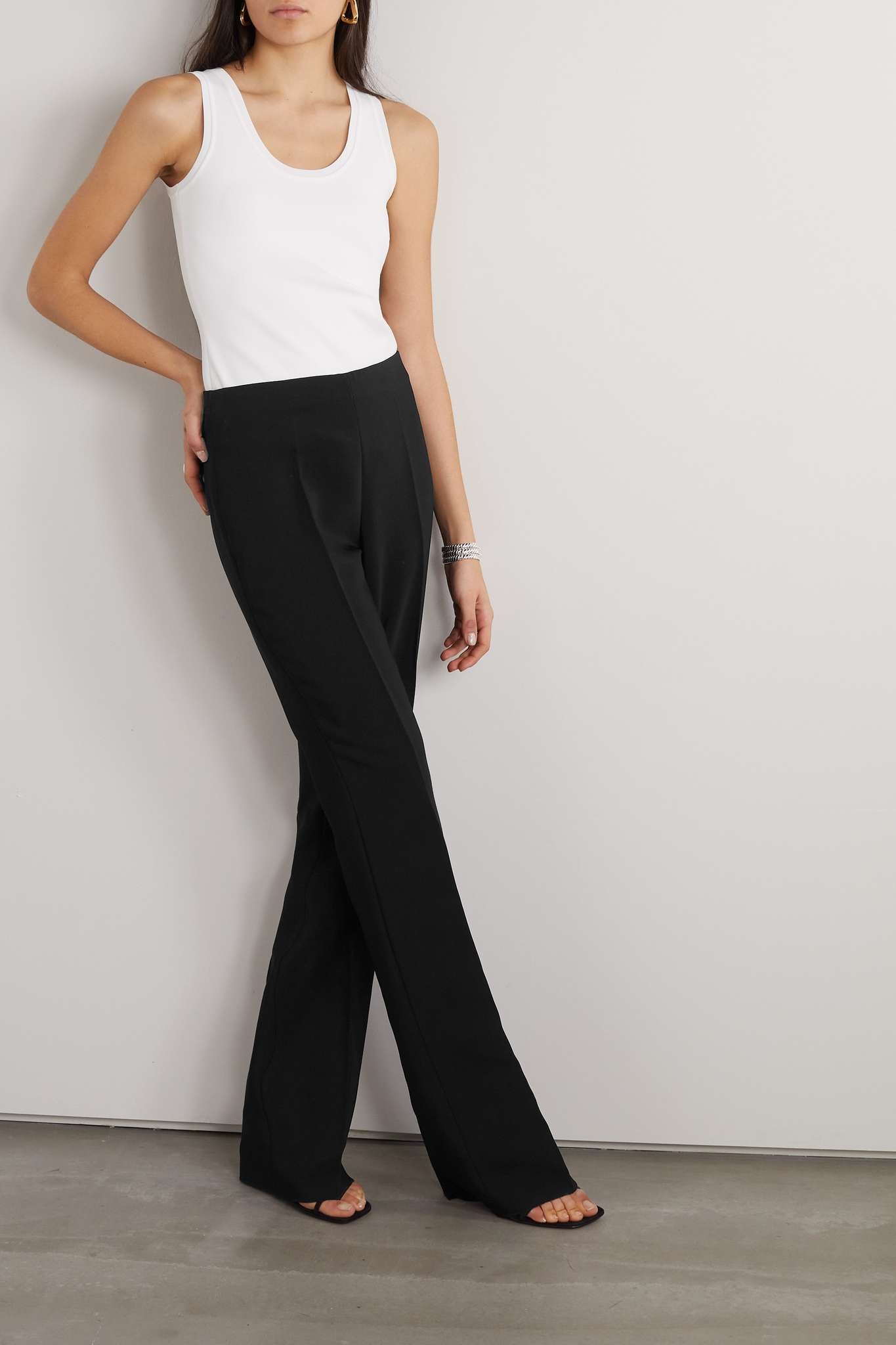 Pleated stretch-ponte straight-leg pants - 2