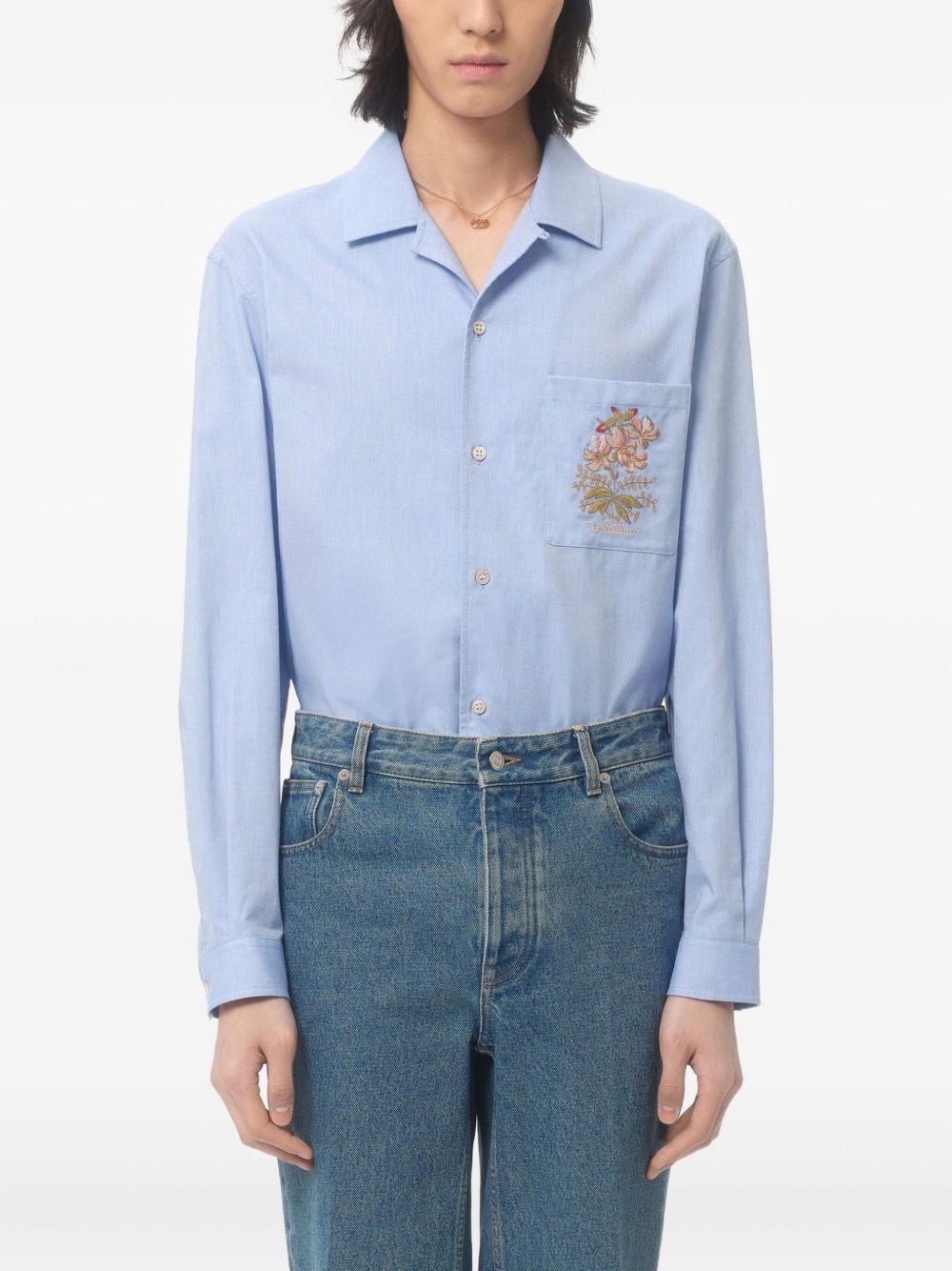 OXFORD COTTON SHIRT WITH FLORAL EMBROIDERY - 3