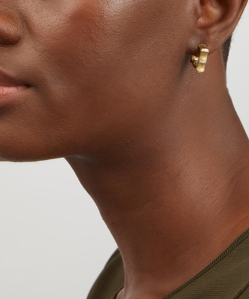 Yvonne Léon 9ct Gold Bamboo Diamond Hoop Earrings outlook