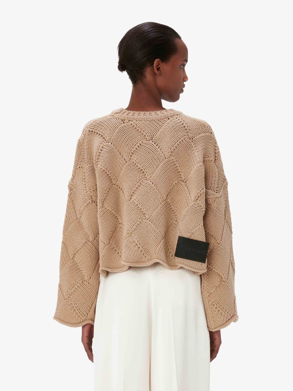 basket-weave cropped jumper - 3