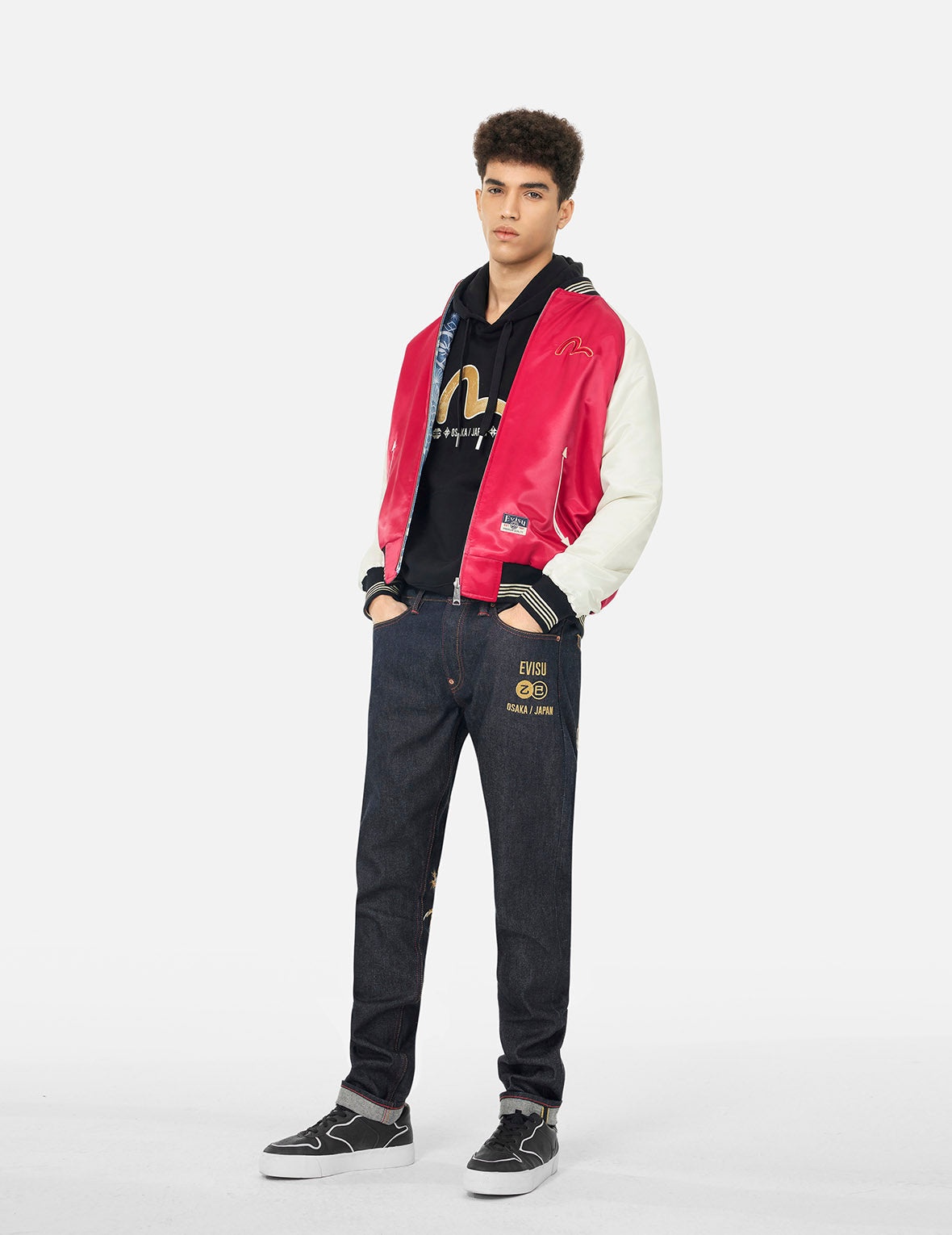 Soaring Snake Embroidery and Traditional Japanese Totem Prints Reversible Relax Fit Souvenir Jacket - 6