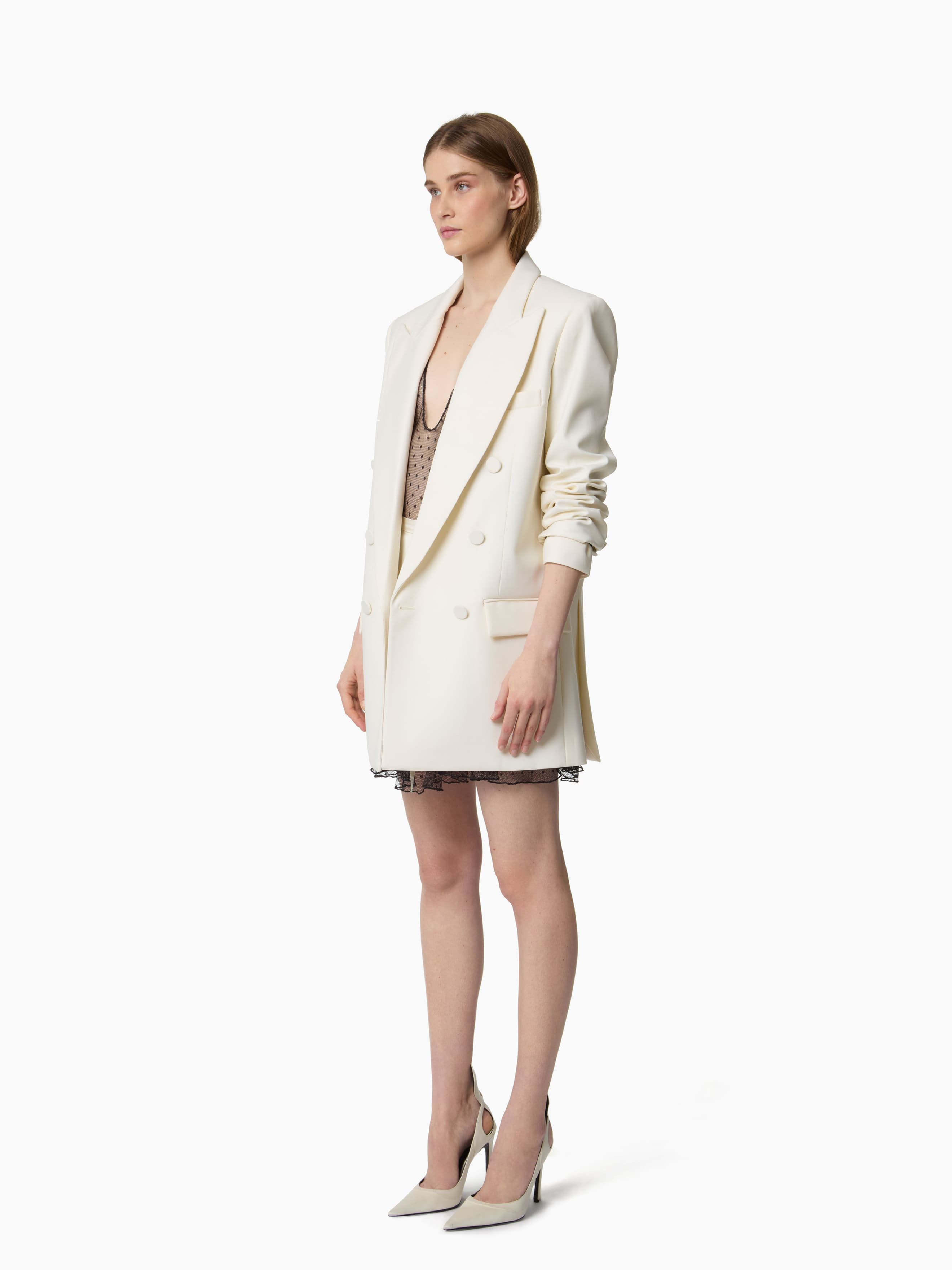 White Oversized Tailored Blazer - 2