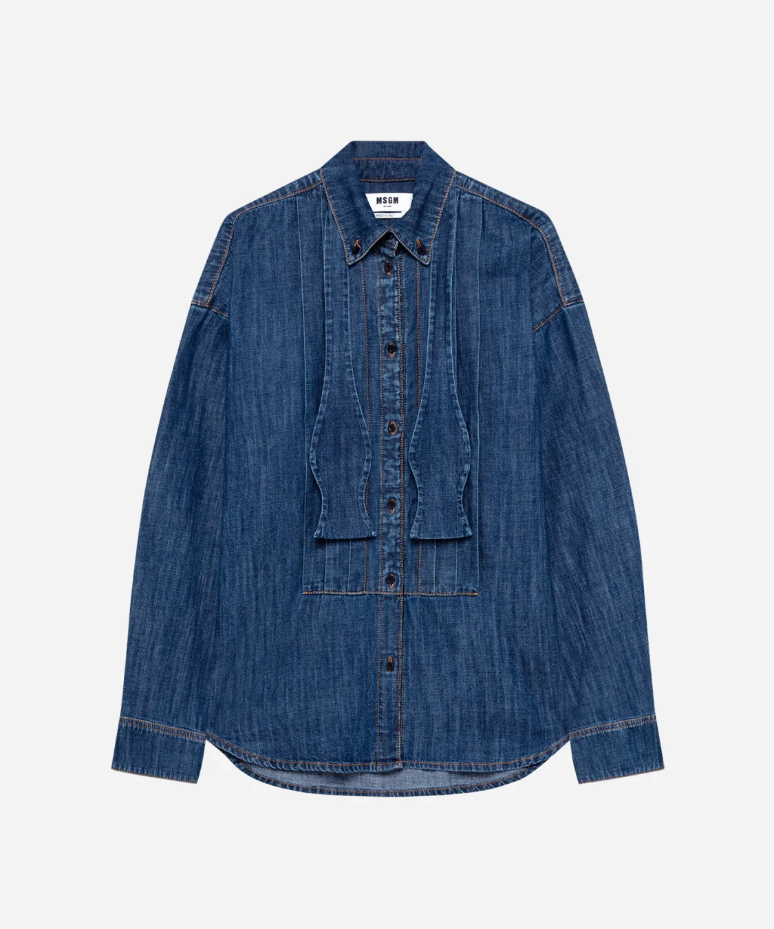 Denim shirt with contrast stitching - 1