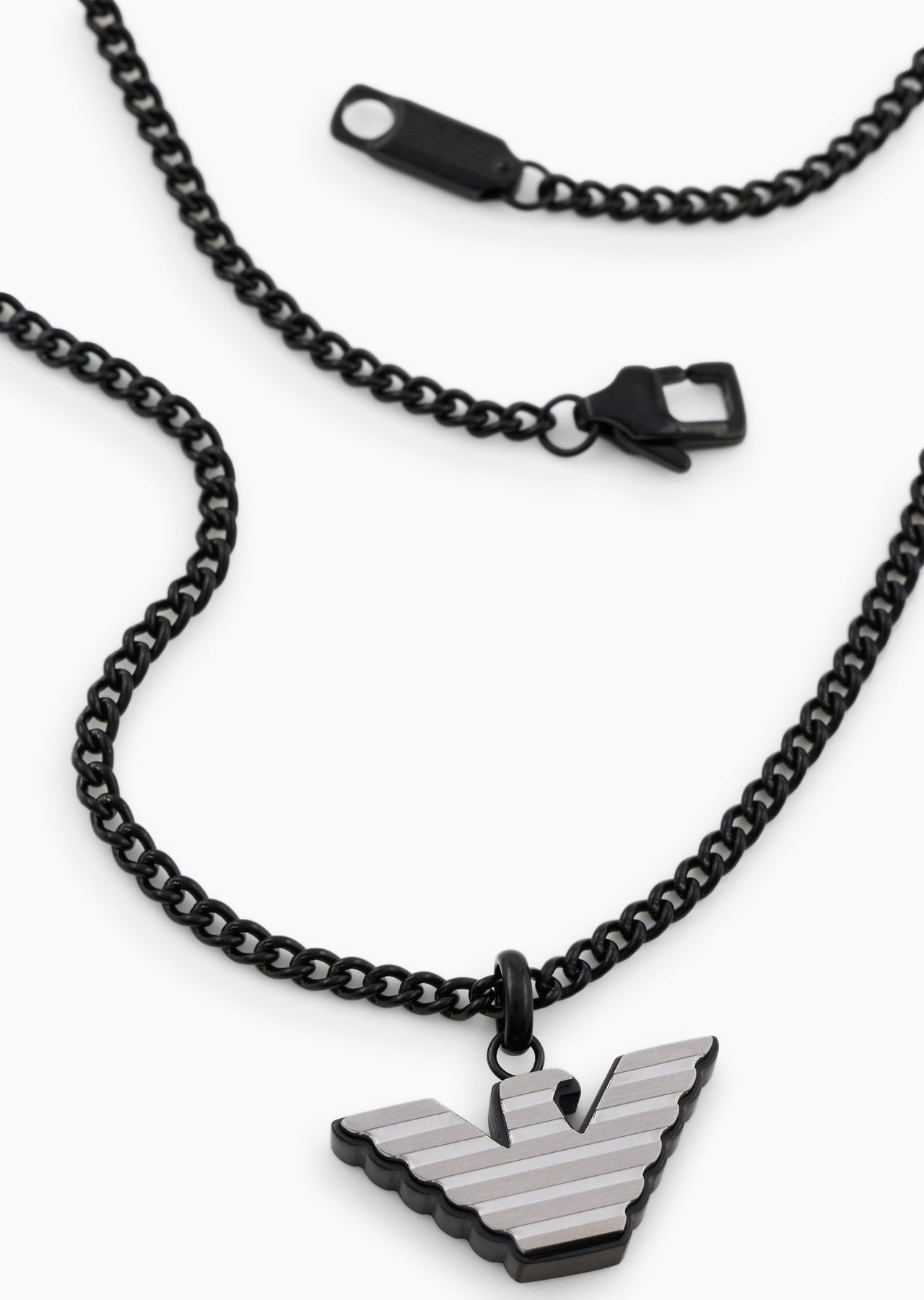 Silver and Black Stainless Steel Pendant Necklace - 2