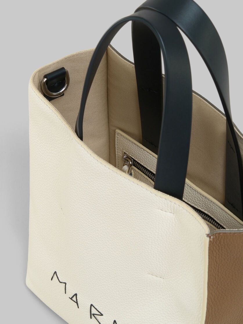 MUSEO SOFT MINI BAG IN IVORY AND BROWN LEATHER WITH MARNI MENDING - 4