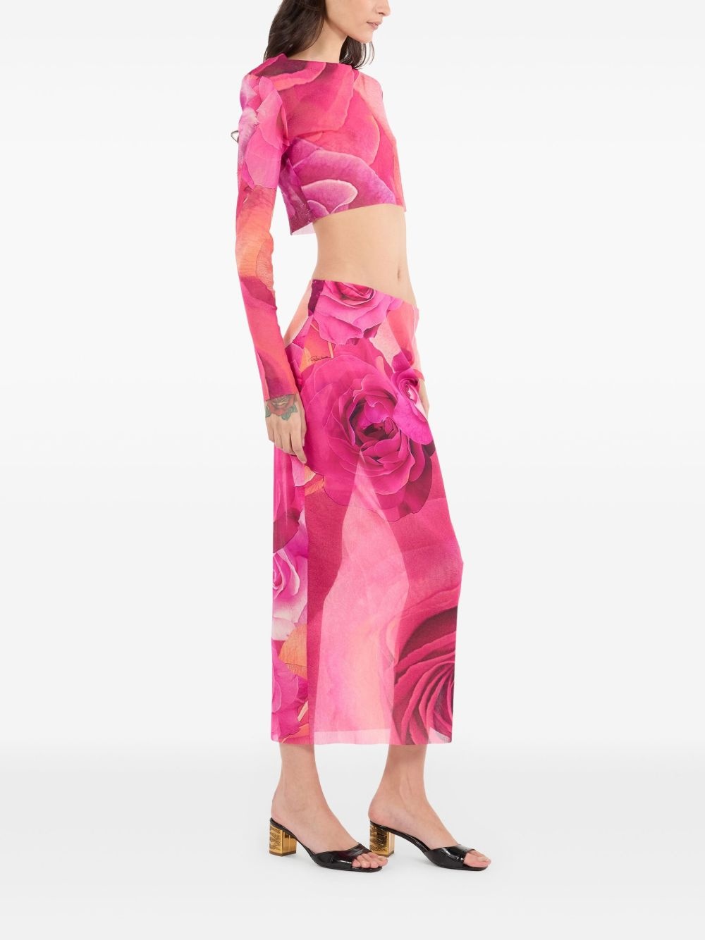 rose-print skirt - 3