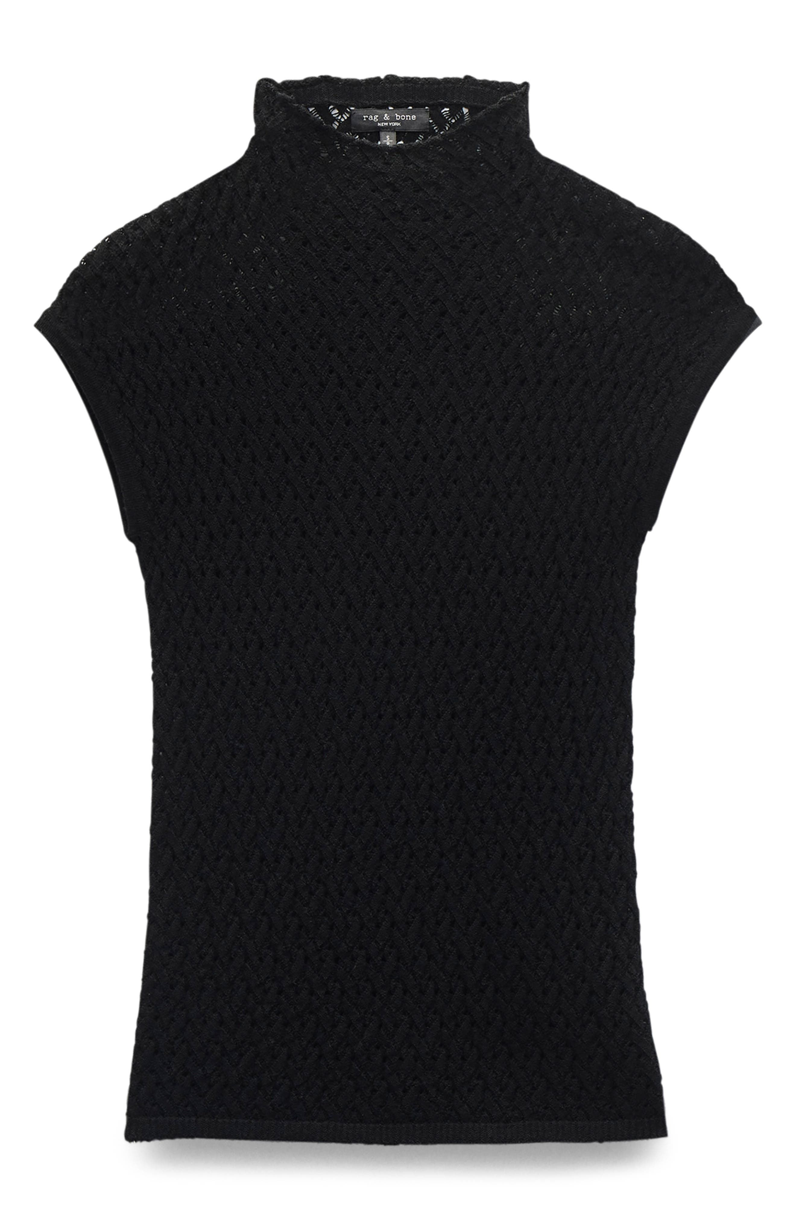 rag & bone Tana Cap Sleeve Sweater in Black at Nordstrom - 4