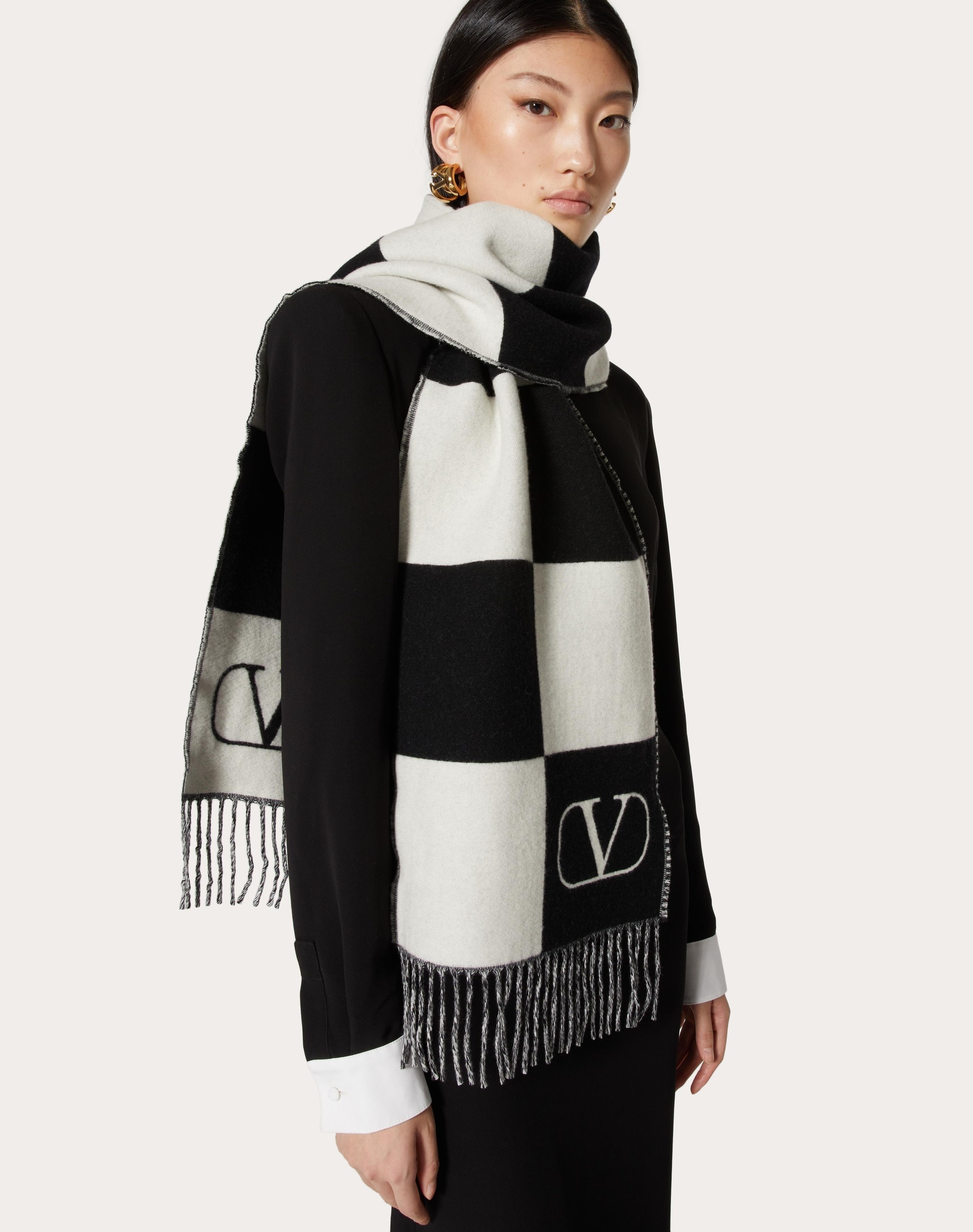 EXCHESS WOOL AND CASHMERE SCARF WITH EXCHESS JACQUARD WORK - 4