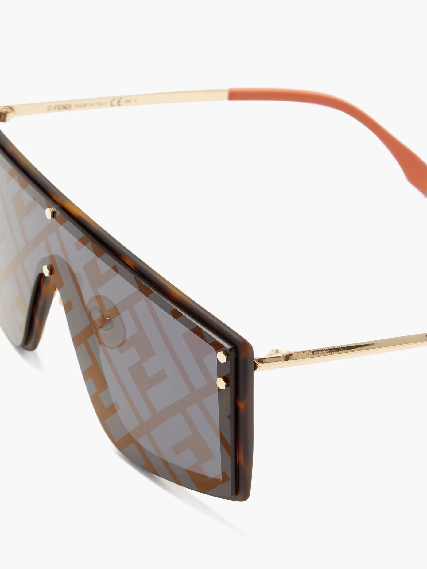 FF-print flat-top metal sunglasses - 6