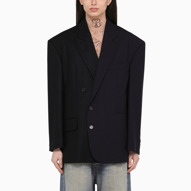 Black wool jacket with epaulettes - 1