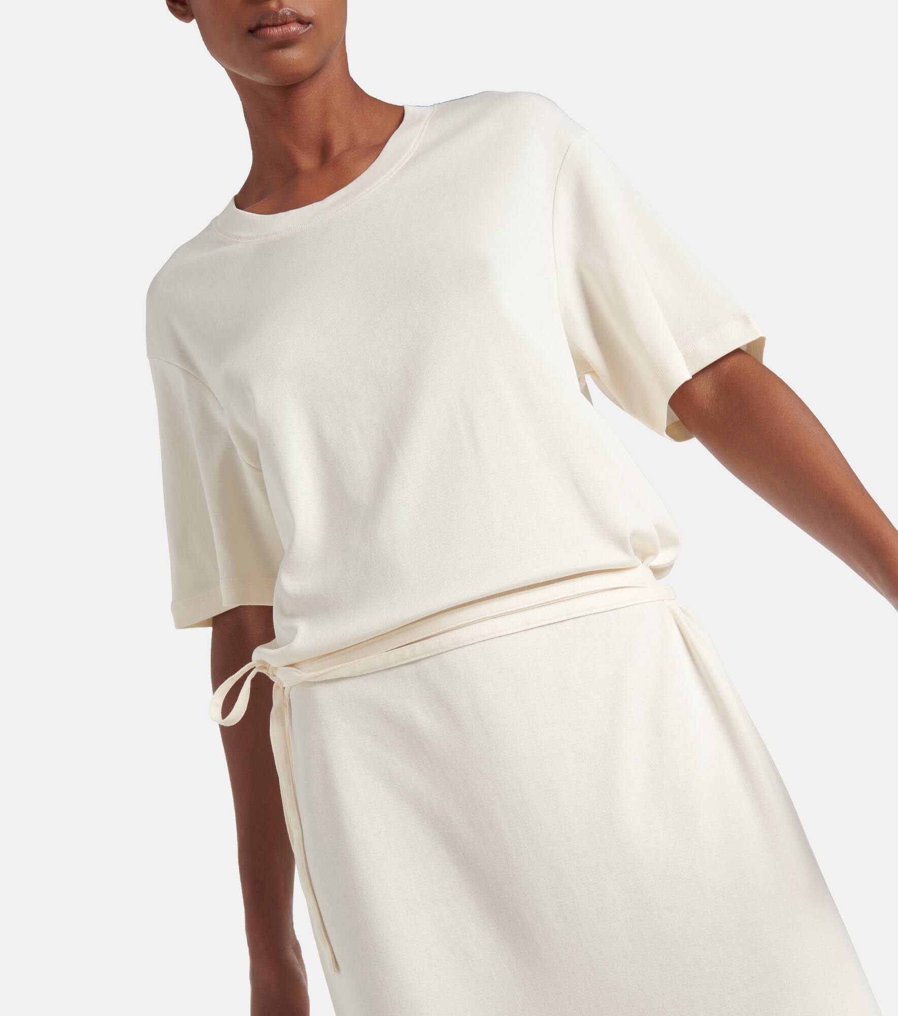 Belted cotton jersey midi dress - 5